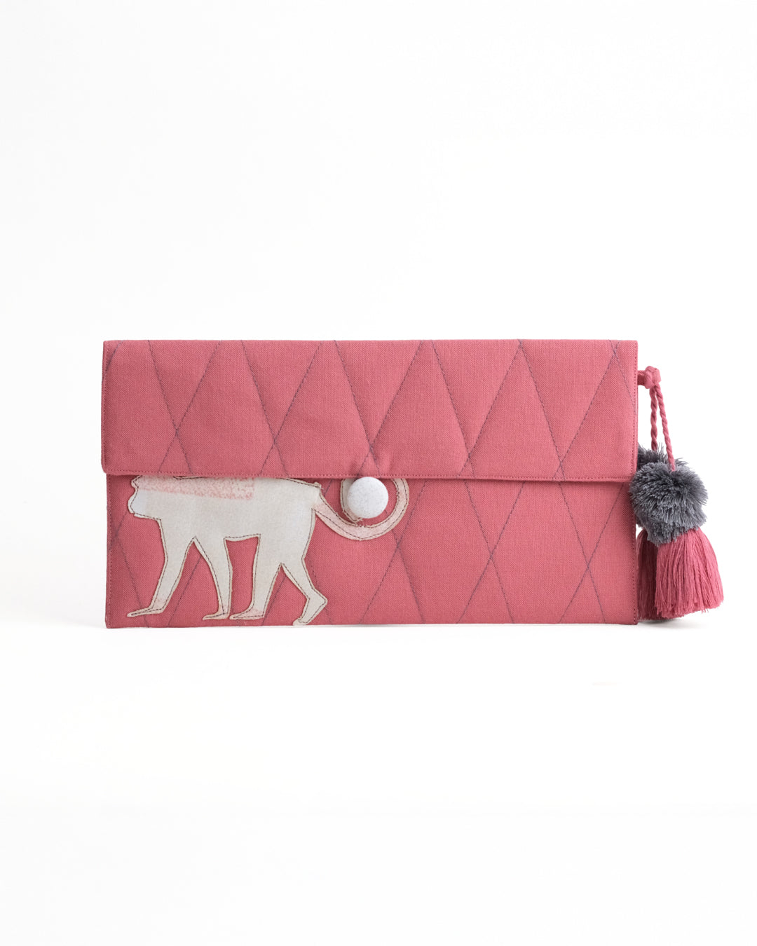 Gond Folk Monkey - Pink Pencil Pouch