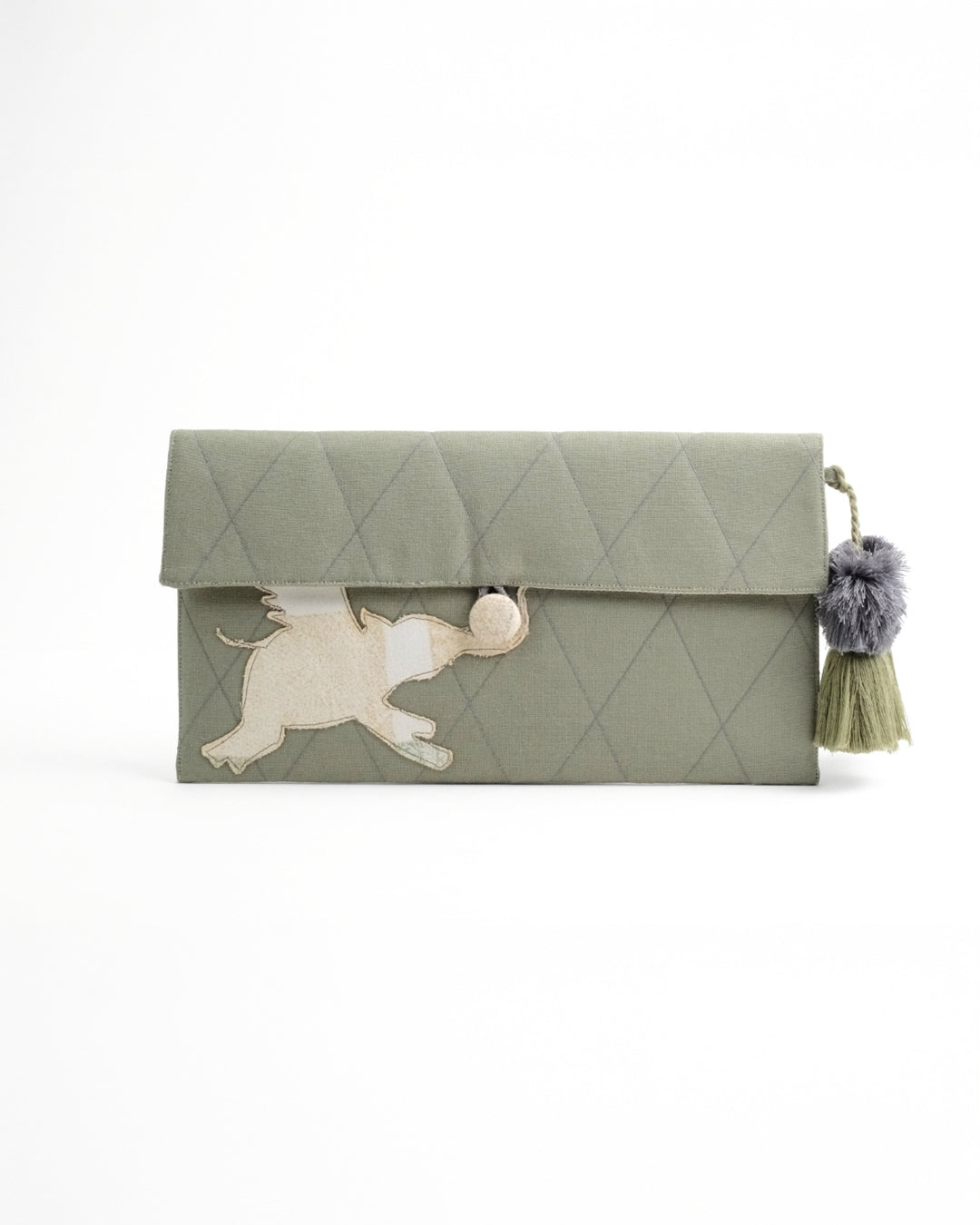 Gond Folk Elephant - Green Pencil Pouch