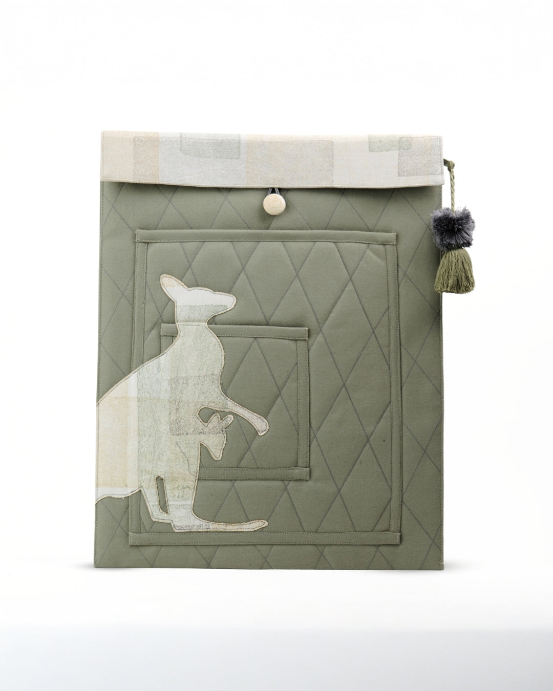 Gond Folk Kangaroo - Green Laptop Sleeve