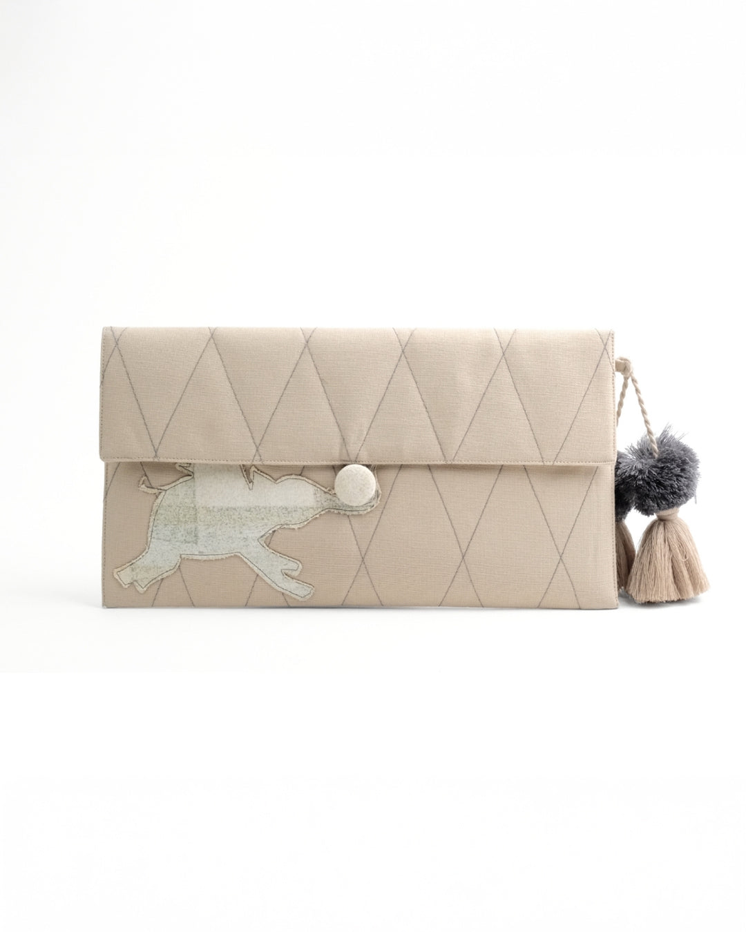 Gond Folk Elephant - Beige Pencil Pouch