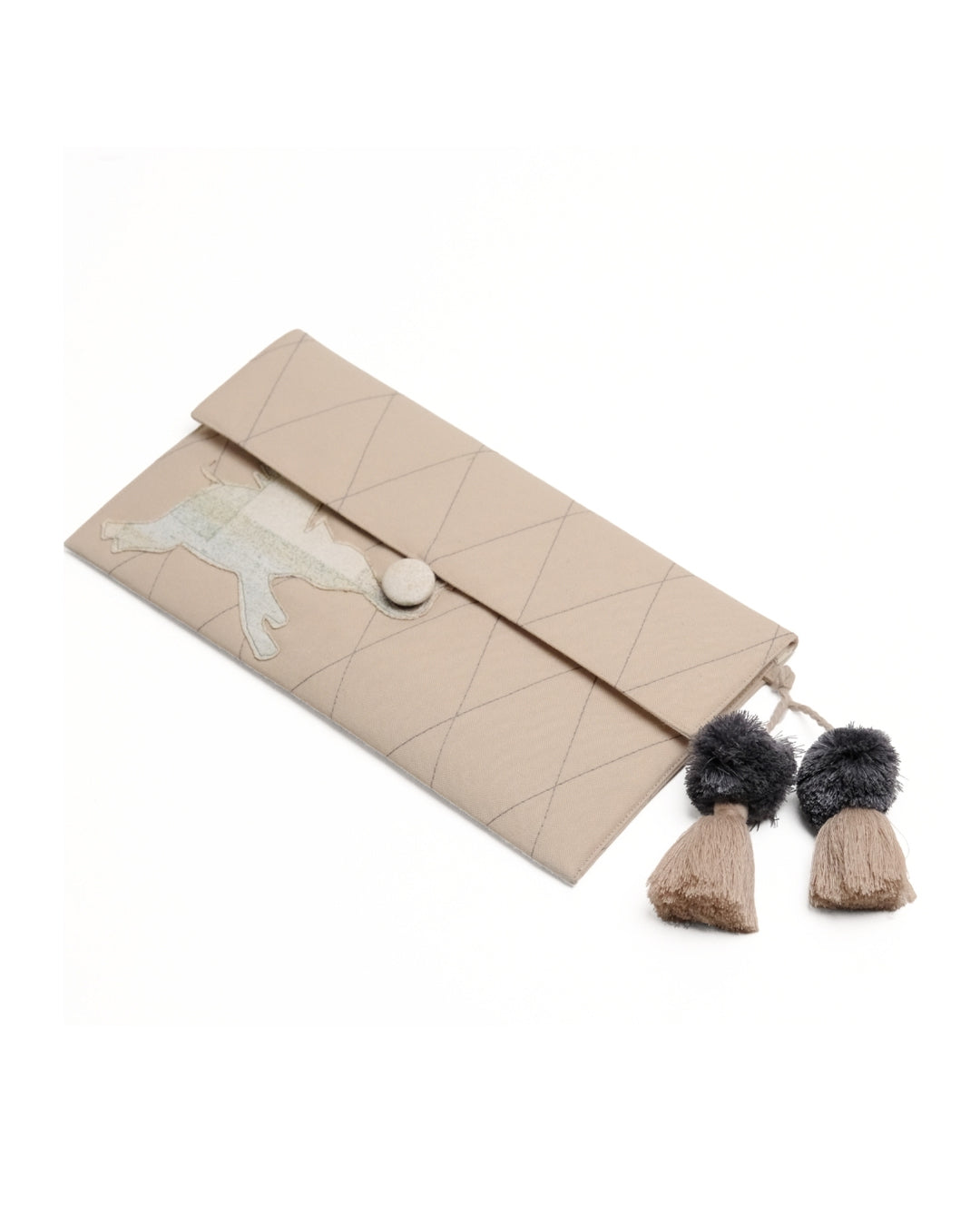 Gond Folk Elephant - Beige Pencil Pouch