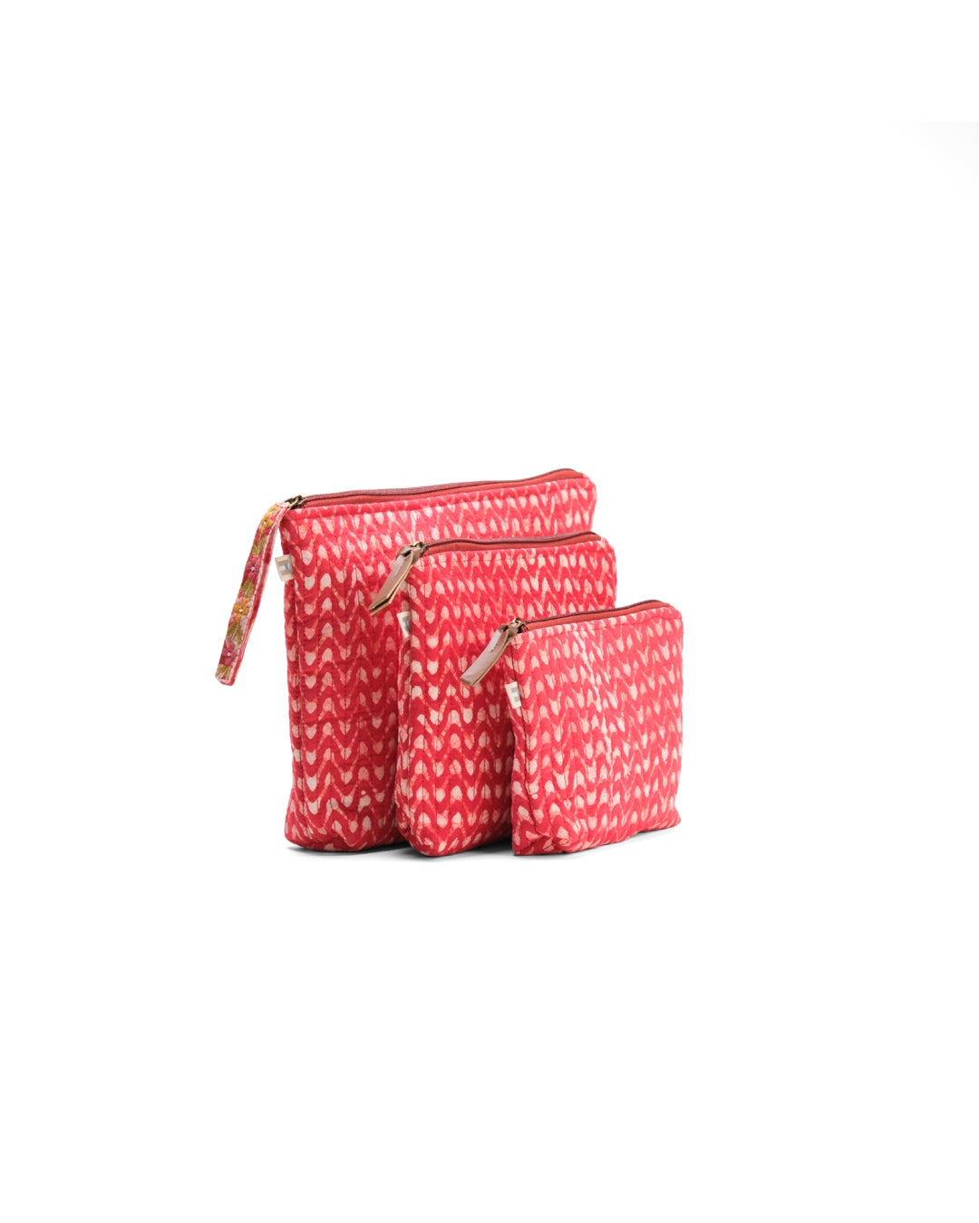 Set of 3 - Crimson Waves Toiletry Pouches