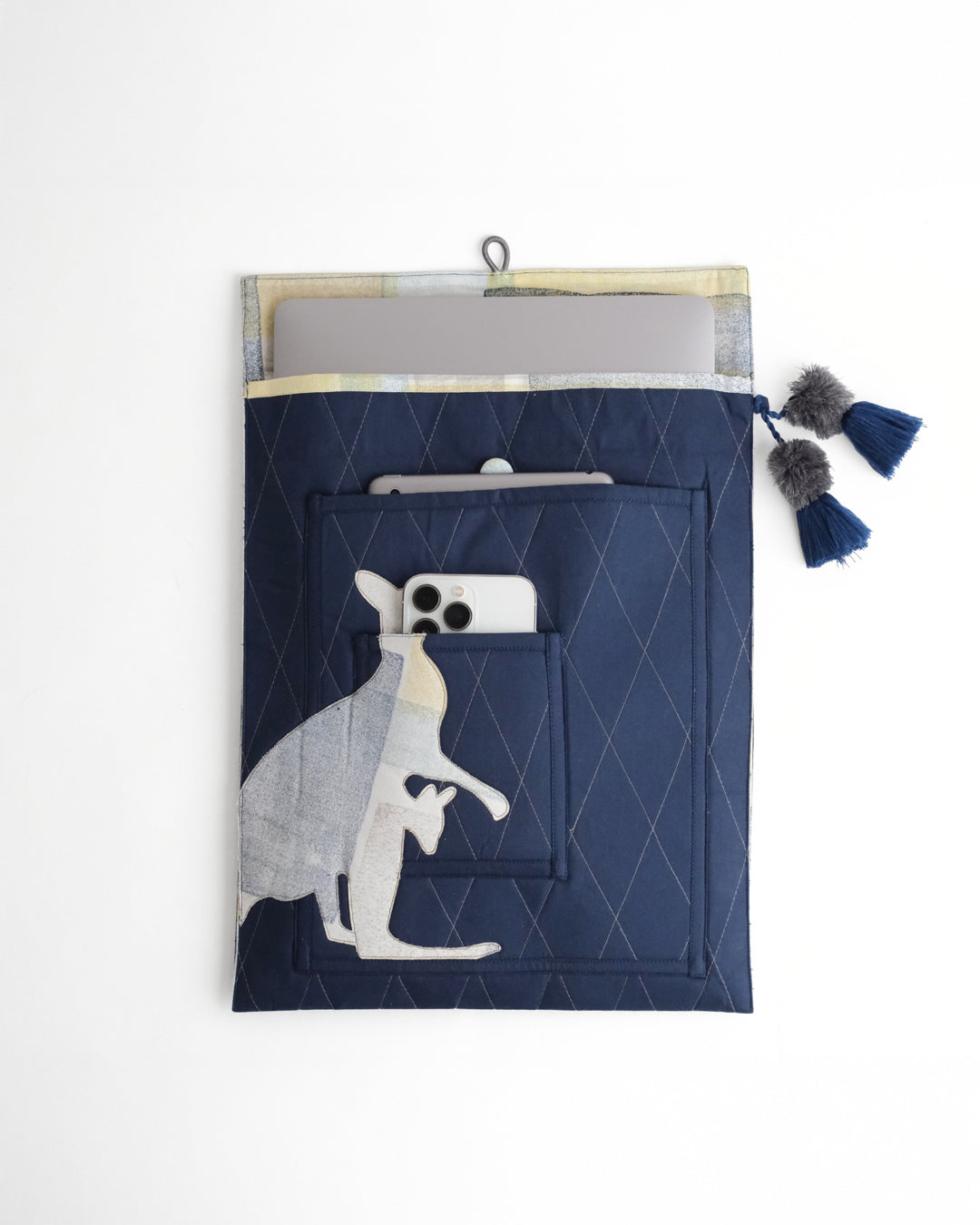 Gond Folk Kangaroo - Blue Laptop Sleeve
