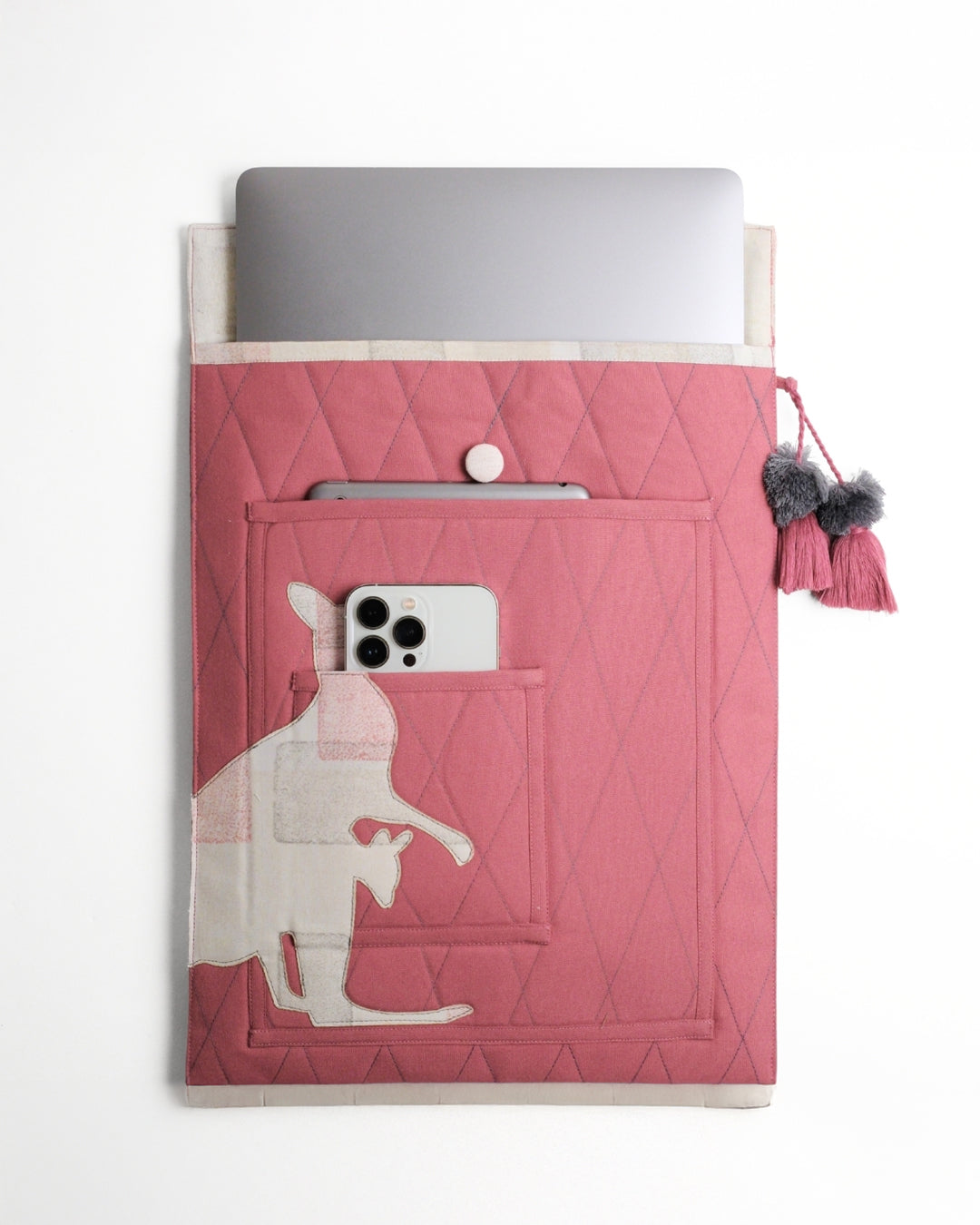 Gond Folk Kangaroo - Pink Laptop Sleeve