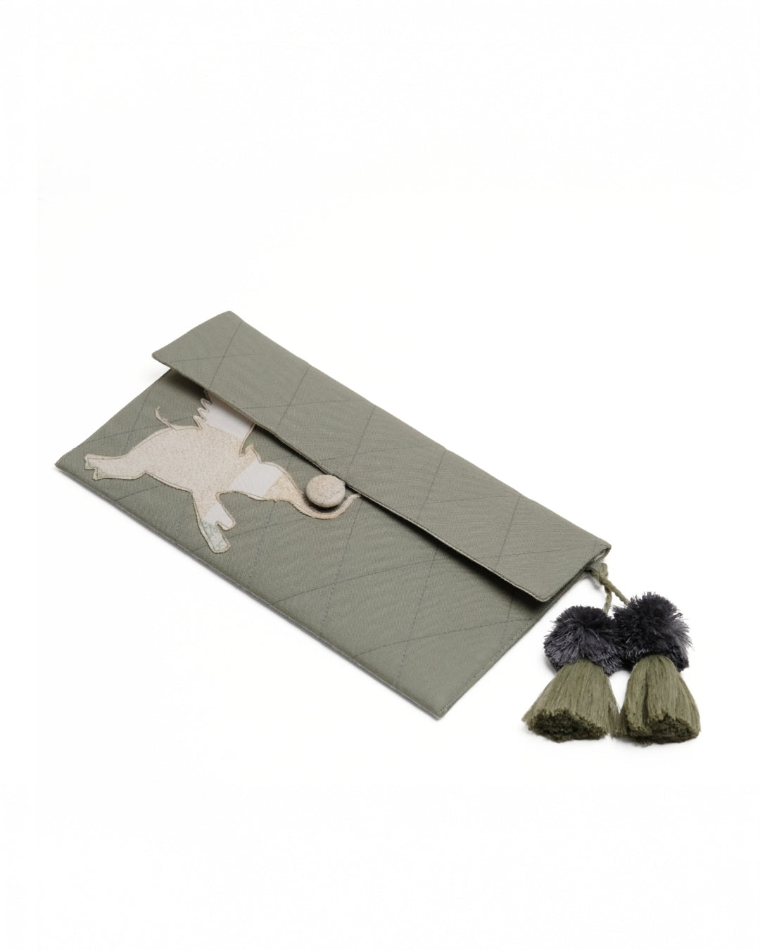 Gond Folk Elephant - Green Pencil Pouch