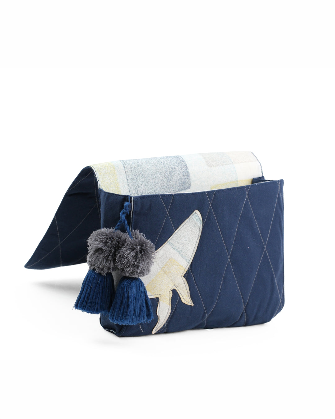 Gond Folk Whale - Blue Cable Pouch