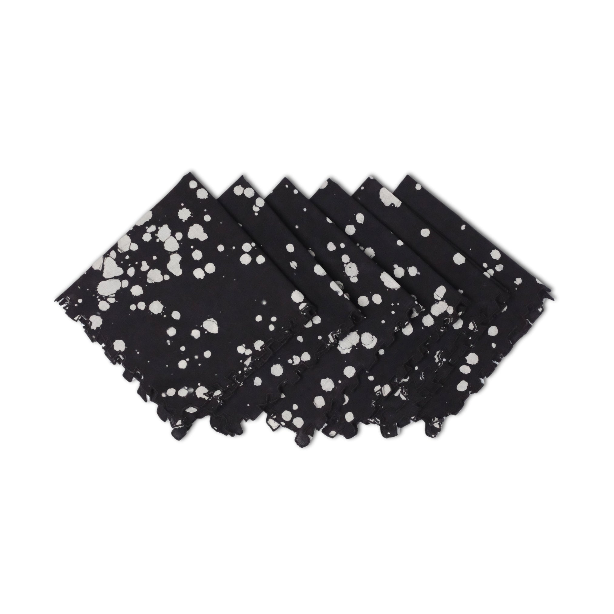 Set of 6 - Stipples Black Cocktail Napkins
