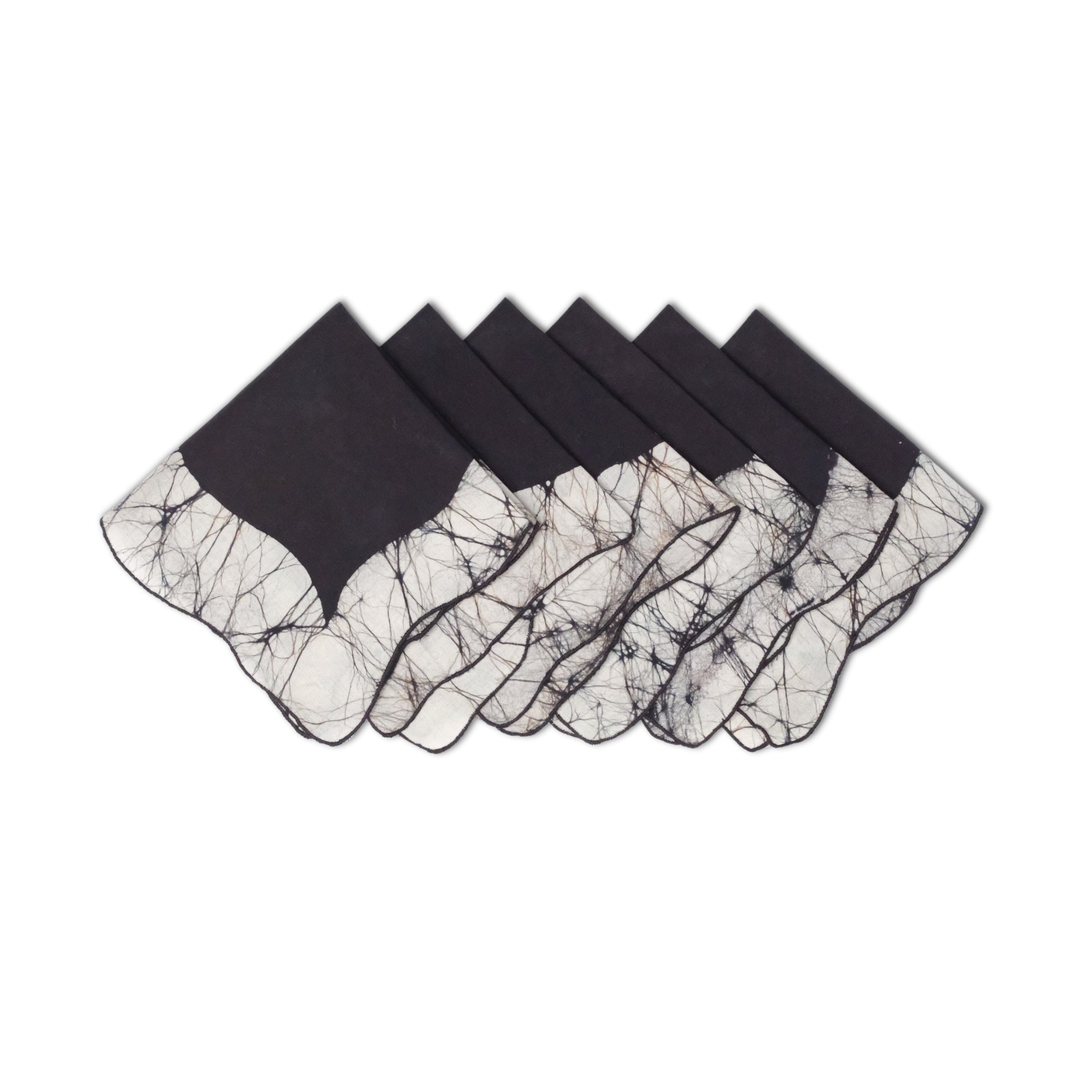 Set of 6 - Waves Black Cocktail Napkins