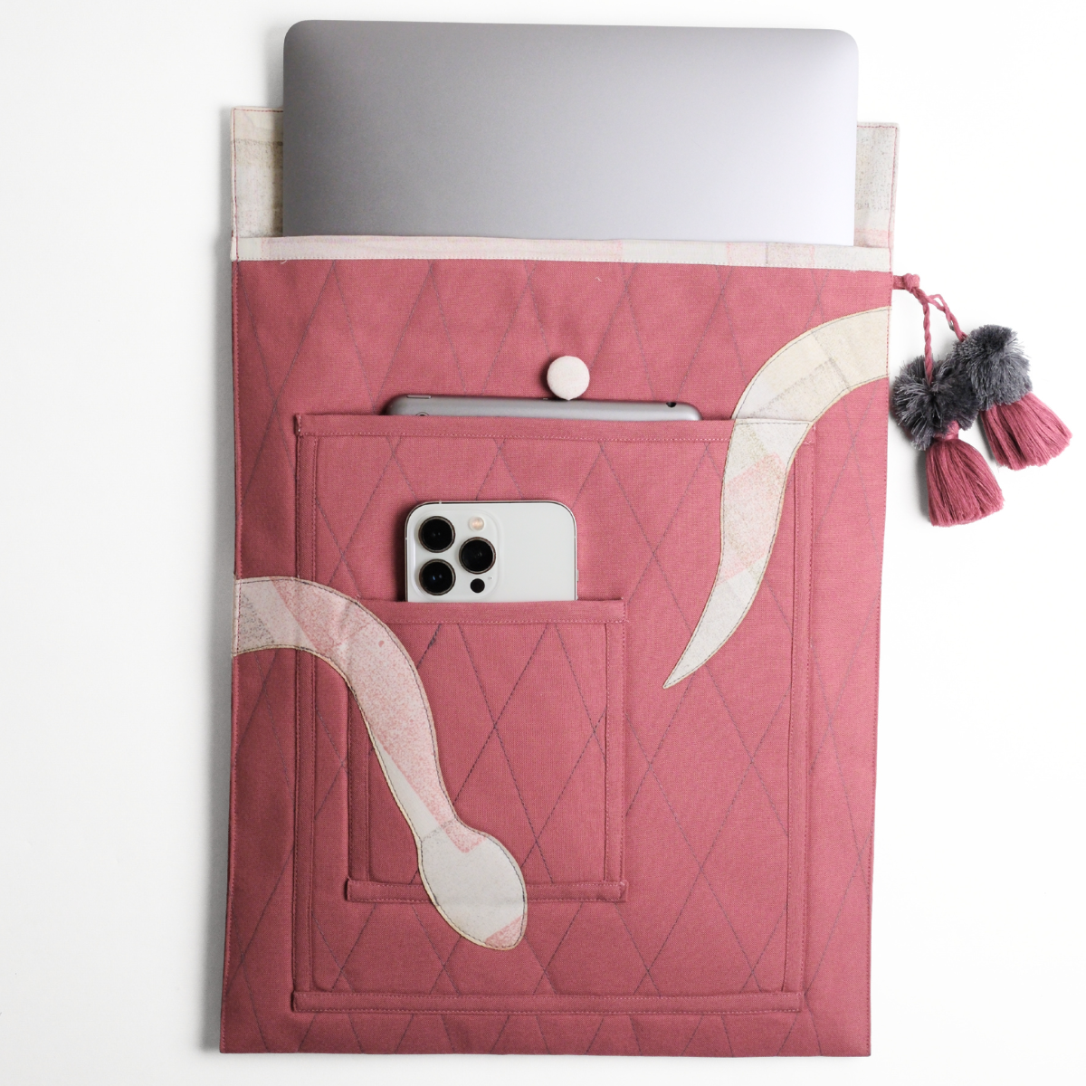 Gond Laptop Sleeve - Snake (Pink)