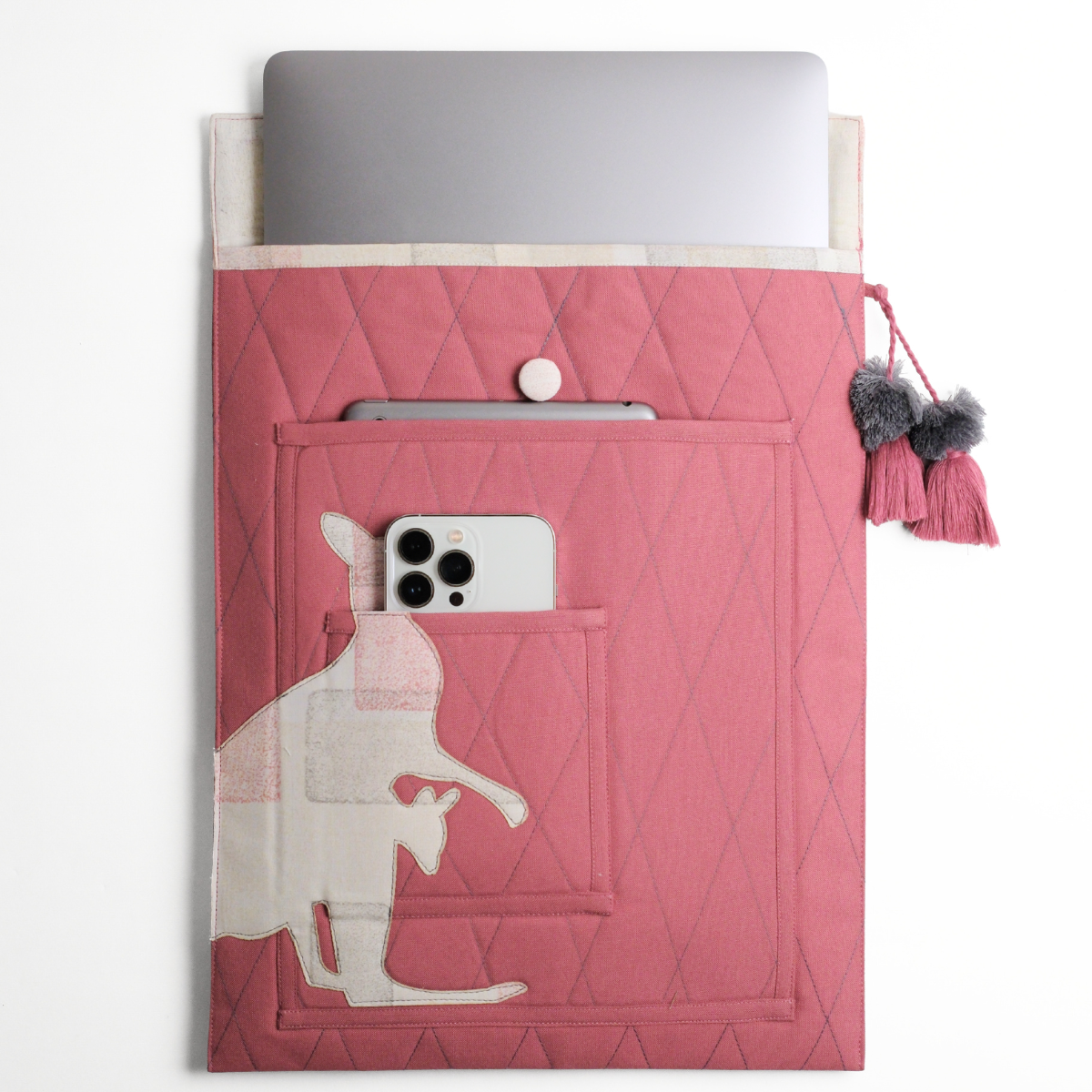 Gond Laptop Sleeve - Kangaroo (Pink)