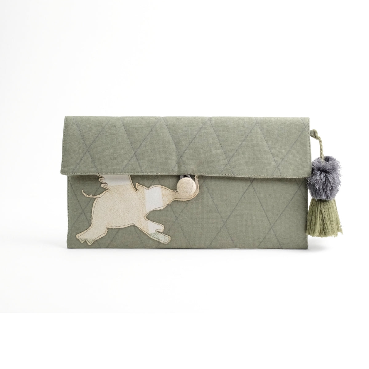 Gond Folk Elephant - Green Pencil Pouch