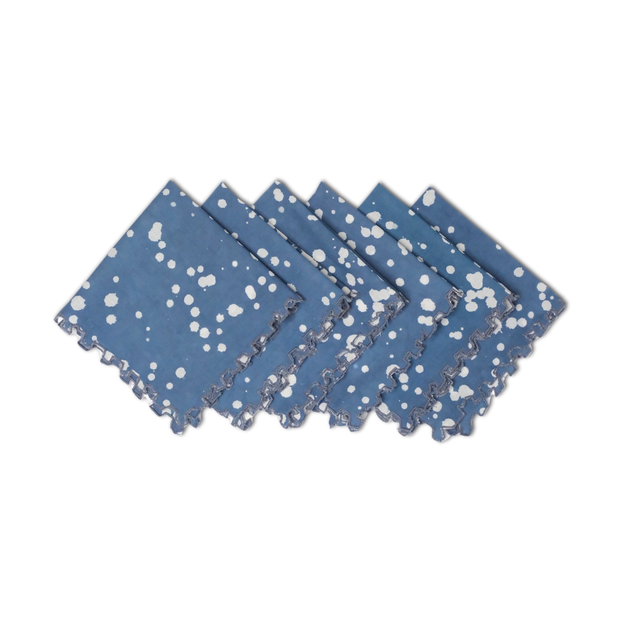 Set of 6 - Stipples Blue Cocktail Napkins