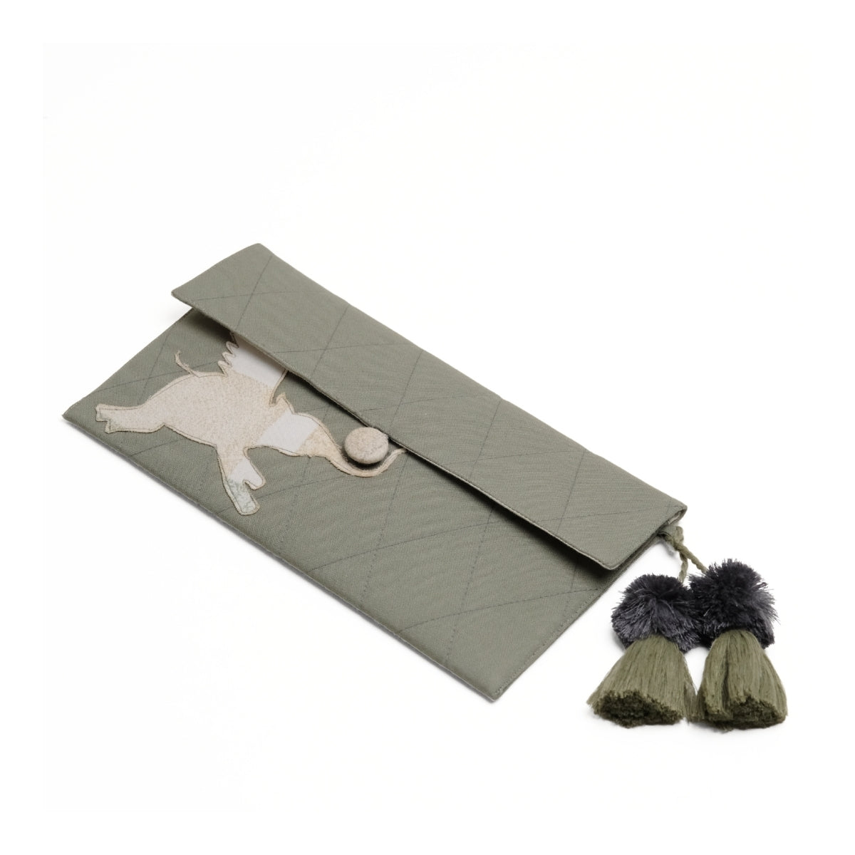 Gond Folk Elephant - Green Pencil Pouch