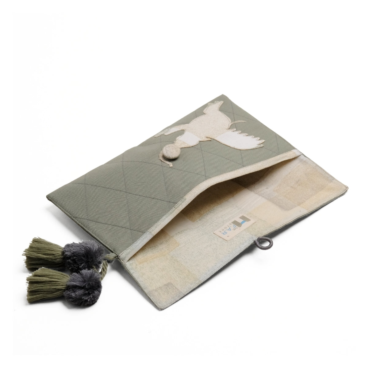Gond Folk Elephant - Green Pencil Pouch