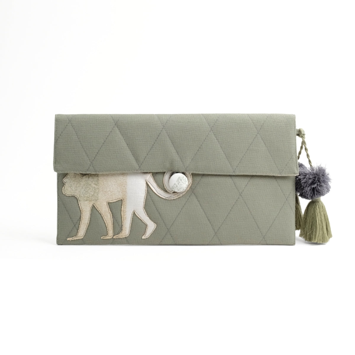 Gond Folk Monkey - Green Pencil Pouch