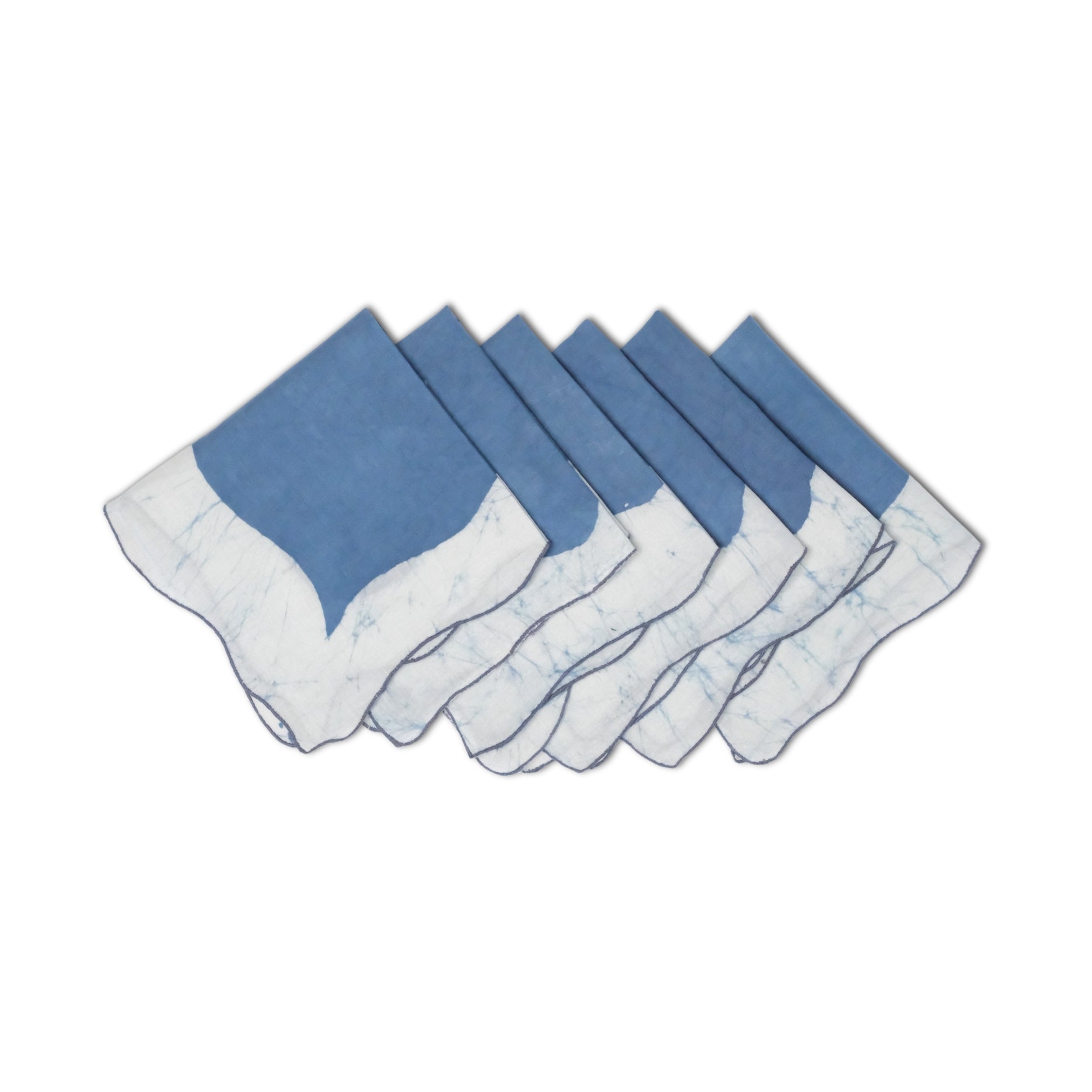 Set of 6 - Waves Blue Cocktail Napkins