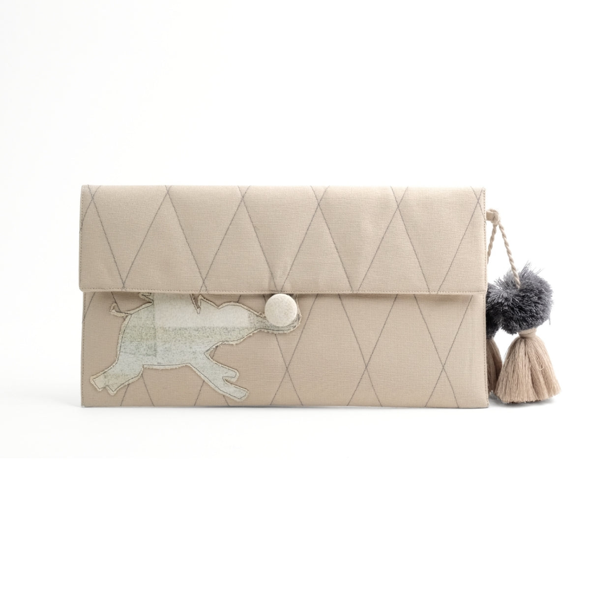 Gond Folk Elephant - Beige Pencil Pouch
