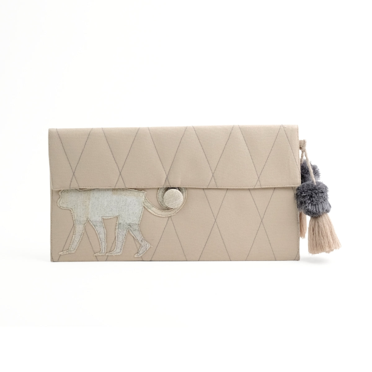 Gond Folk Monkey - Beige Pencil Pouch