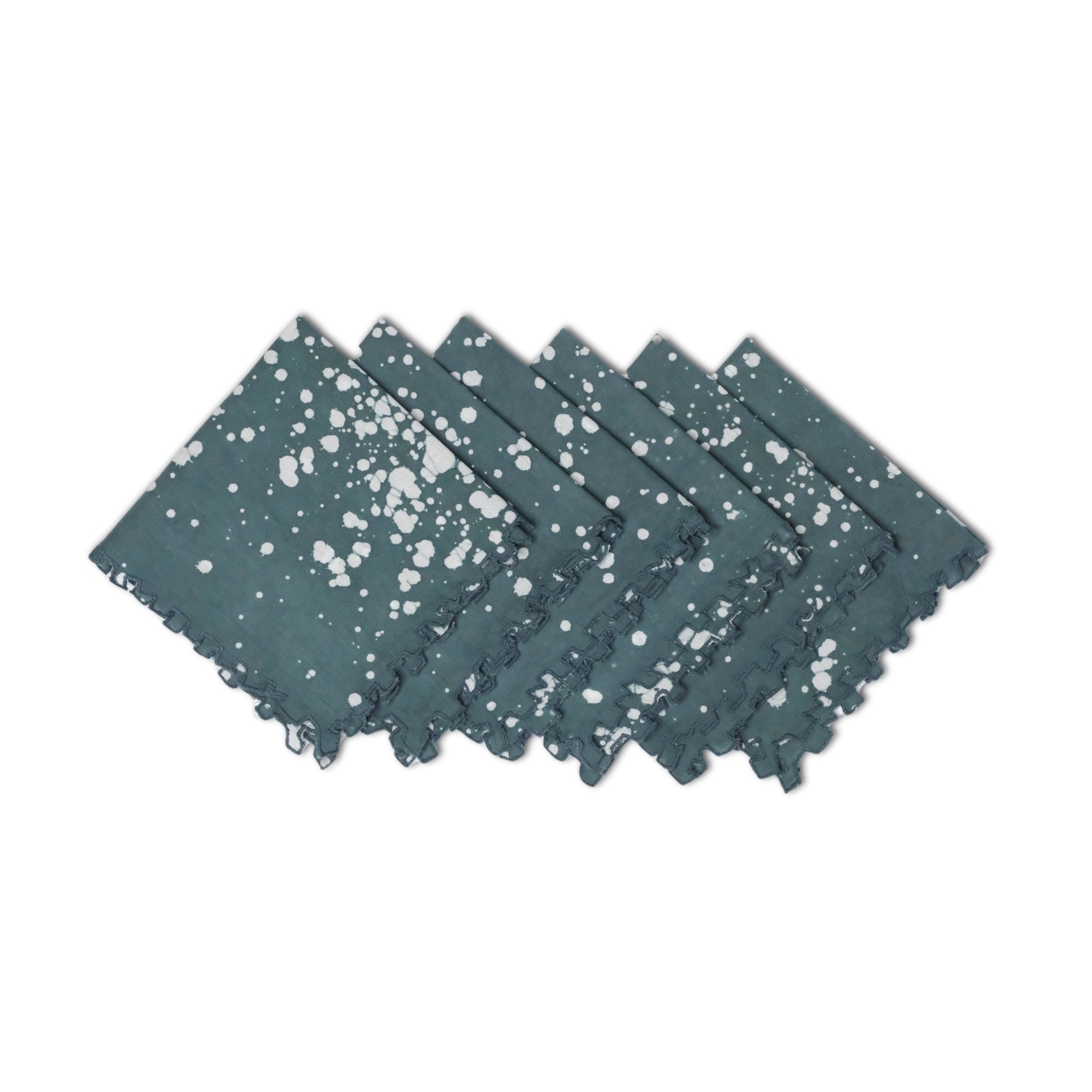 Set of 6 - Stipples Green Cocktail Napkins