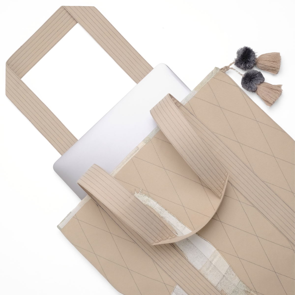 Gond Folk Giraffe - Beige Laptop Tote