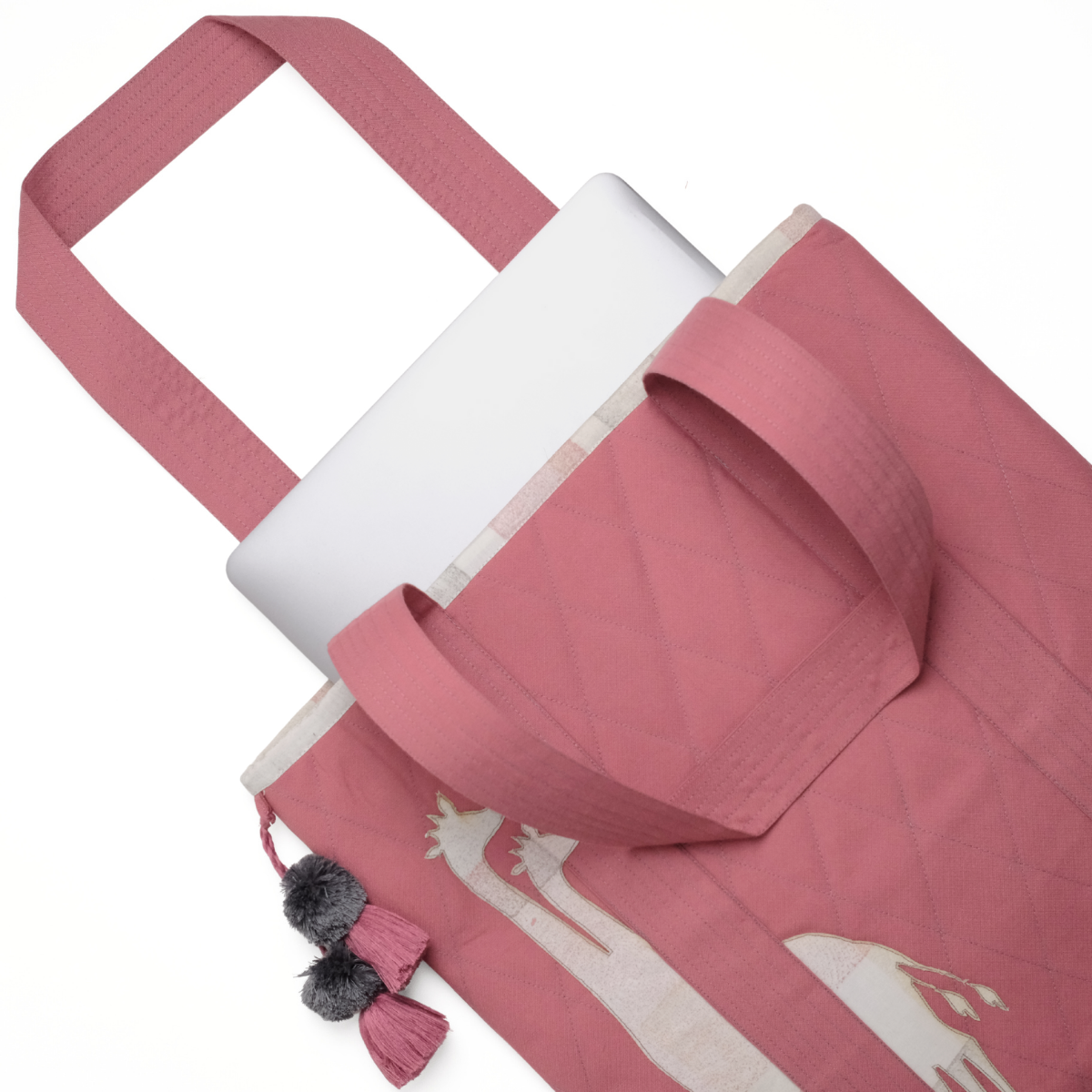 Gond Folk Giraffe - Pink Laptop Tote