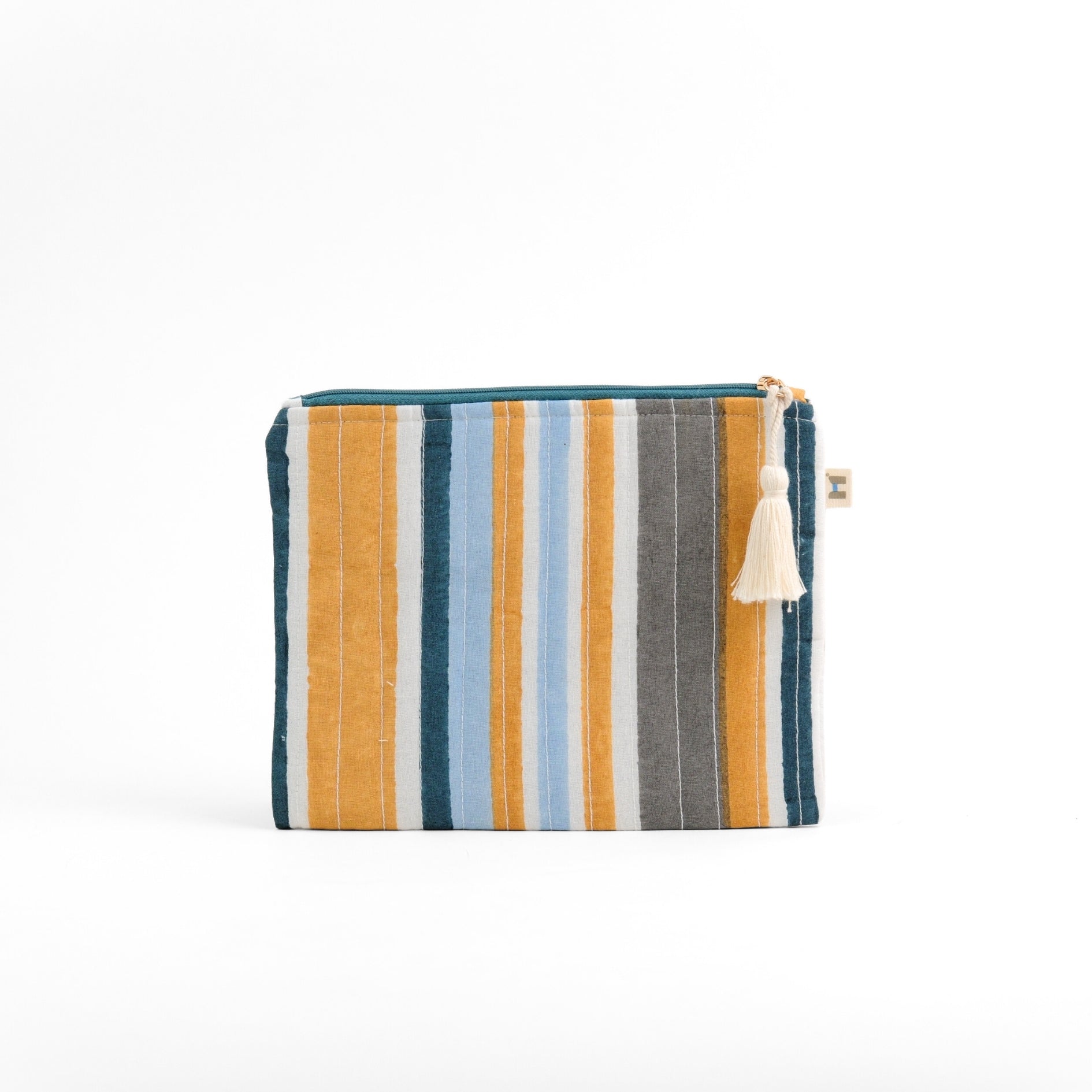Set of 4 - Floret Blue & Yellow Flat Pouch