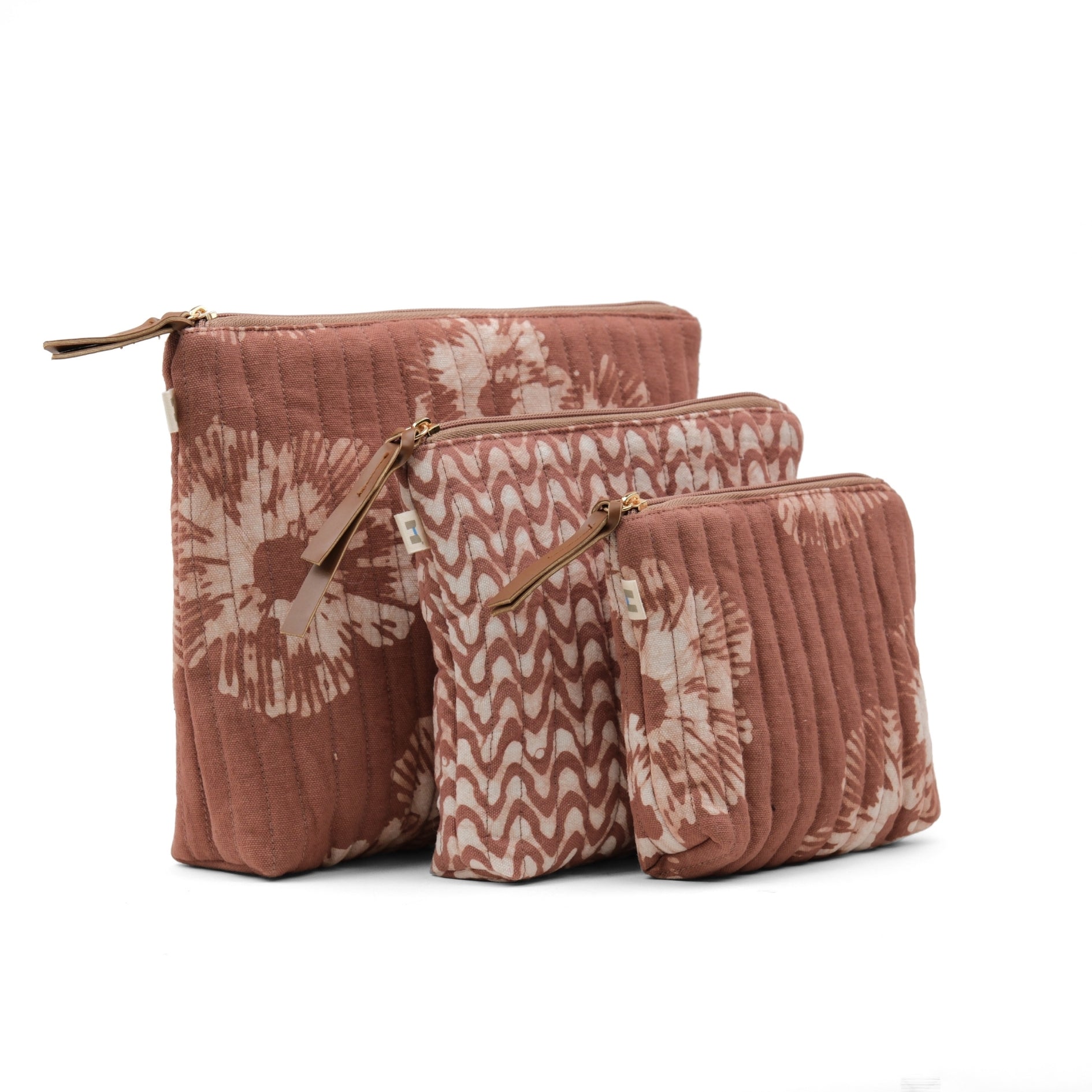 Set of 3 - Mocha Mousse Floral Toiletry Pouch