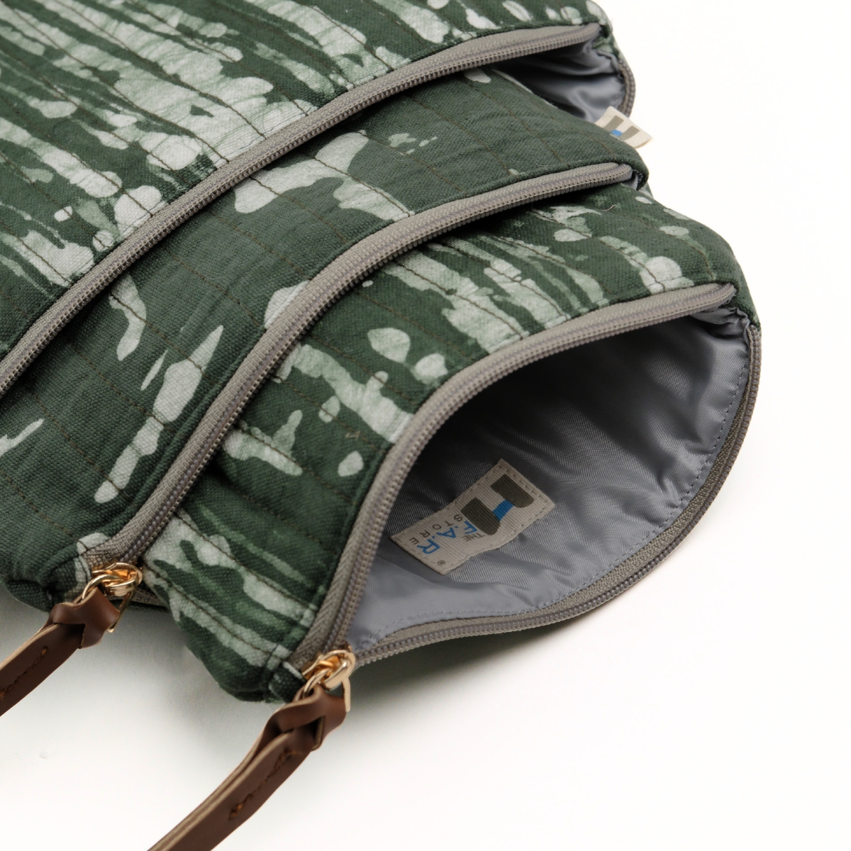 Set of 3 - Olive Stripes Toiletry Pouches