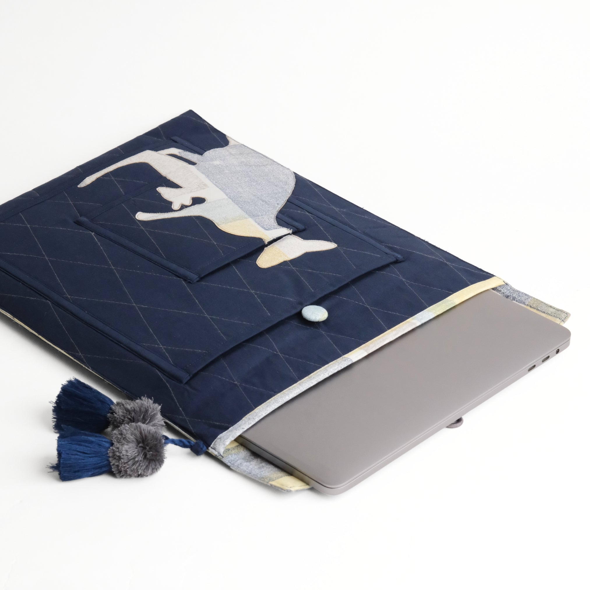 Gond Folk Kangaroo - Blue Laptop Sleeve