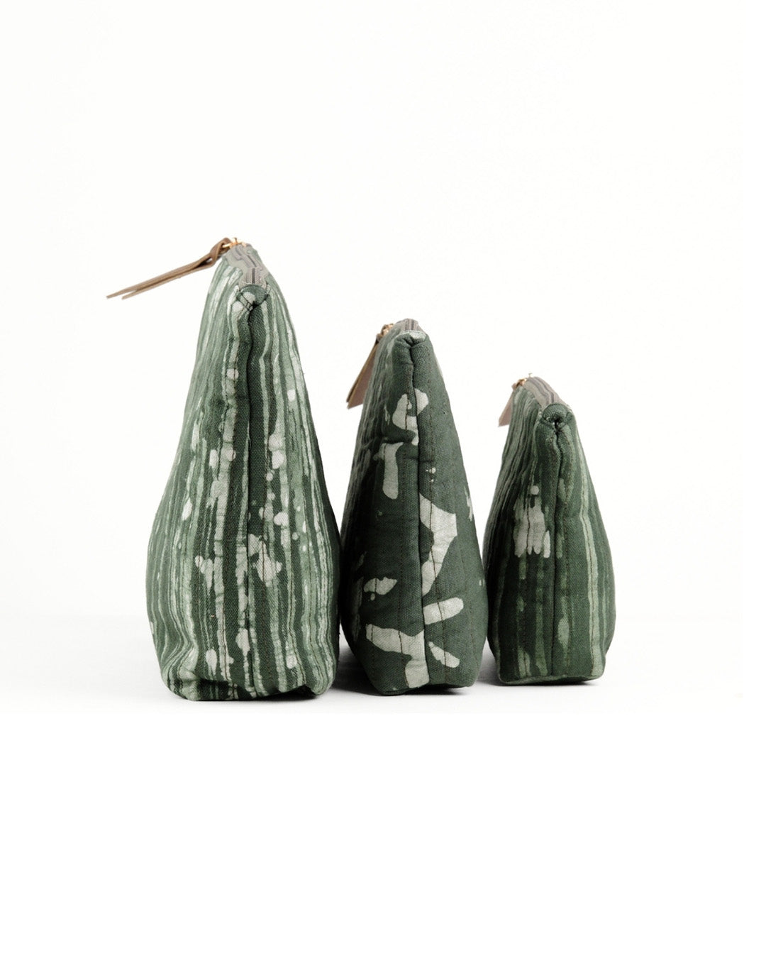 Set of 3 - Olive Stripes Toiletry Pouches