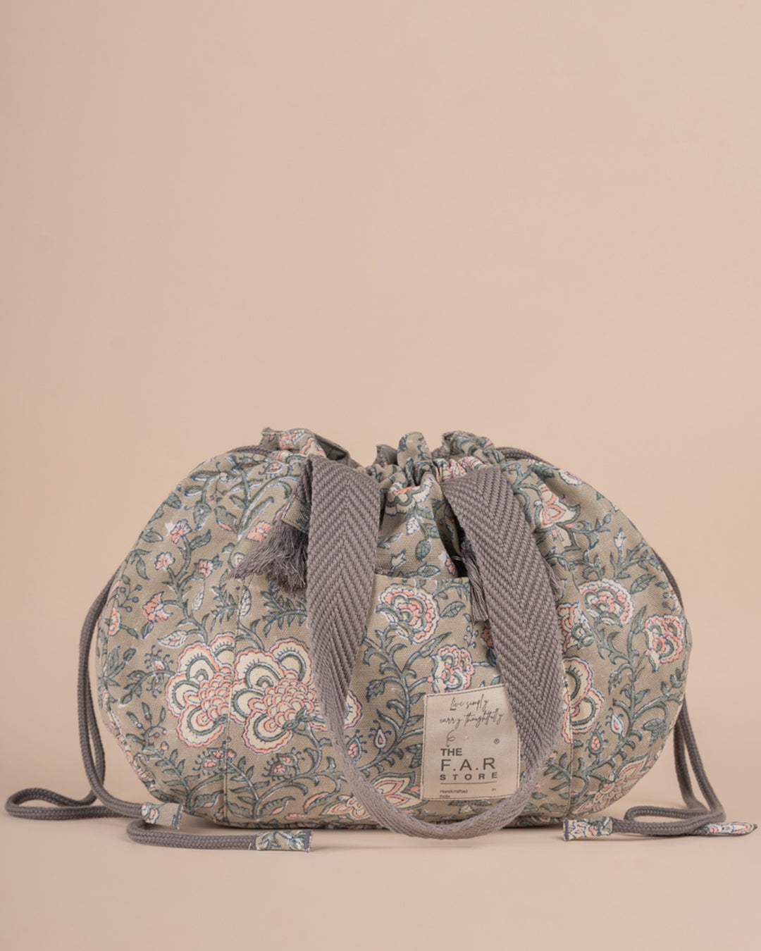 Grey Floral Semi Circle Lunch Bag