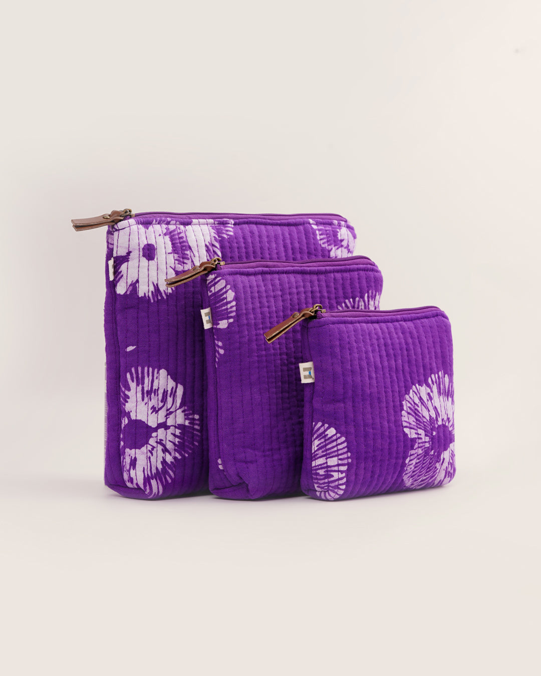 Set of 3 - Purple Floral Toiletry Pouch