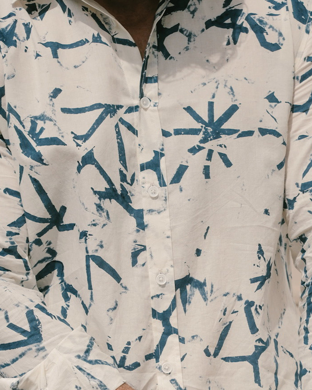 Broken Angle Block Print Long Sleeve Shirt