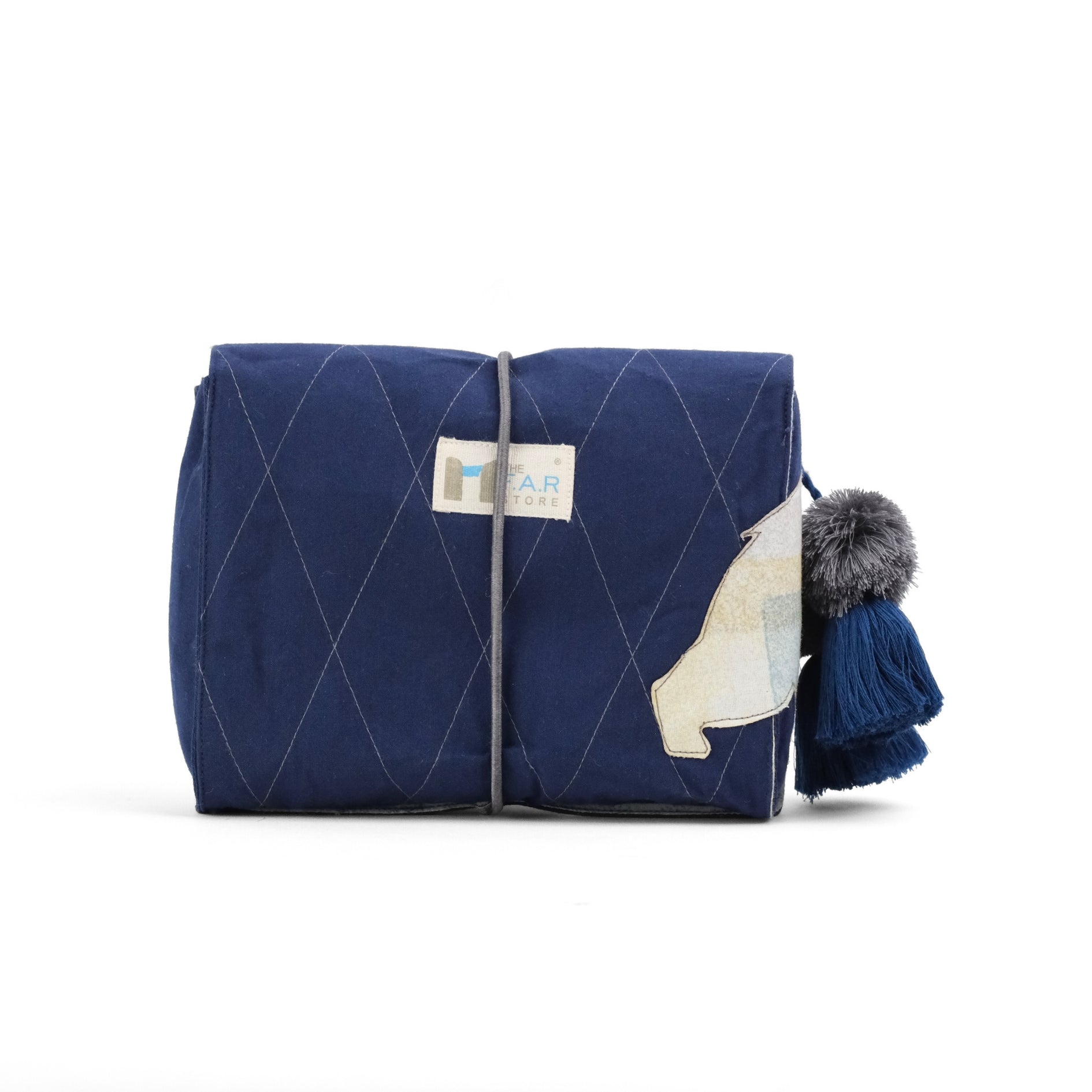 Gond Folk Bear - Blue Cable Pouch