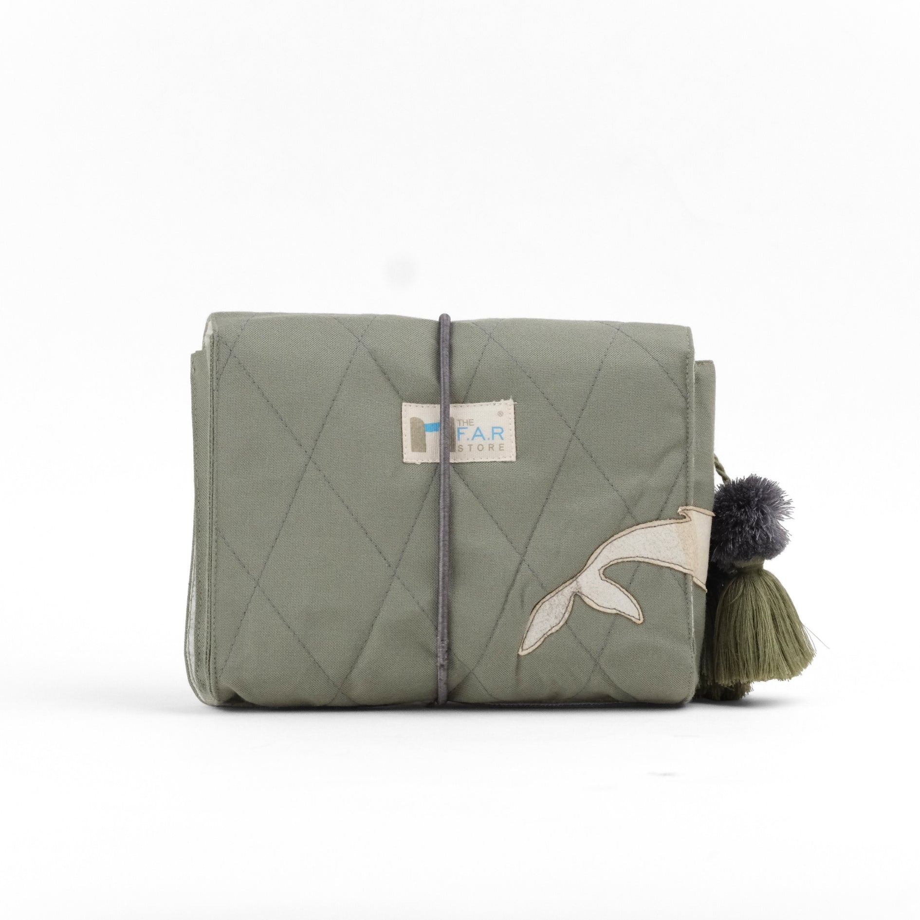 Gond Folk Whale - Green Cable Pouch
