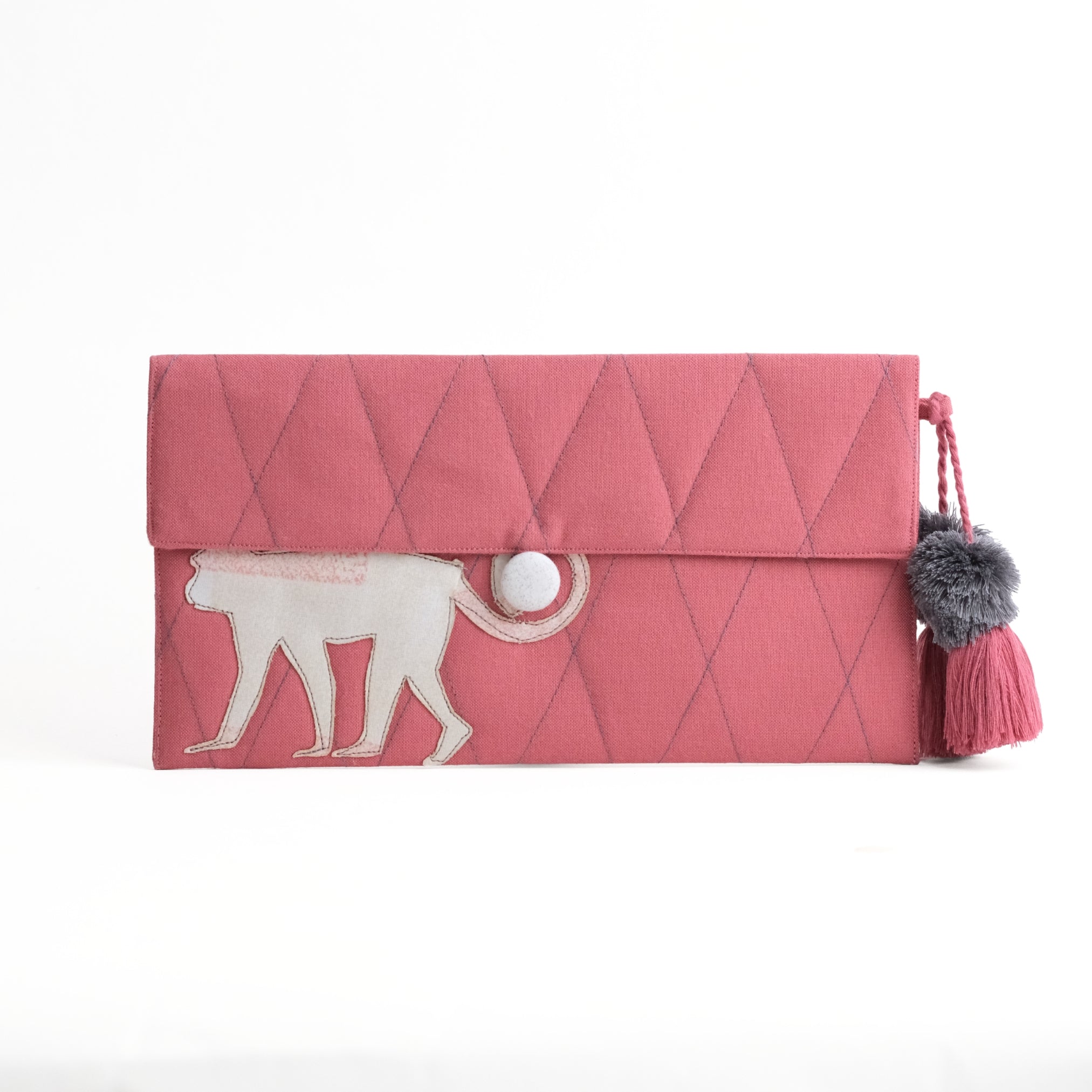 Gond Folk Monkey - Pink Pencil Pouch