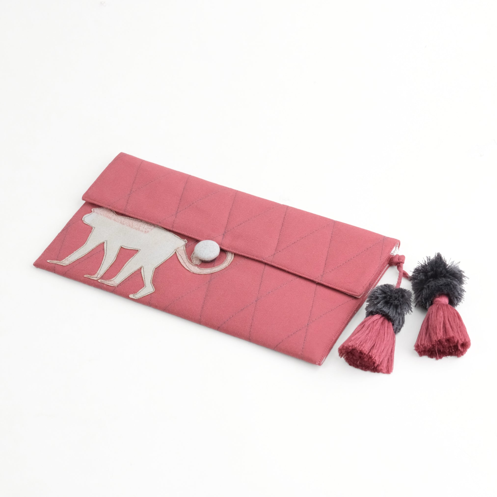 Gond Folk Monkey - Pink Pencil Pouch