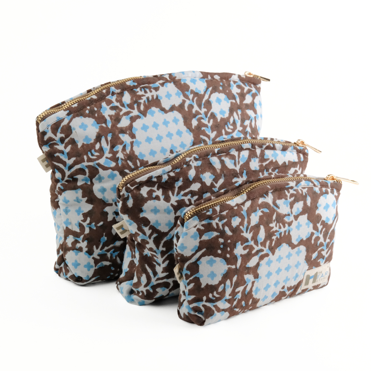 Set of 3 - Botanical Bliss Brown Utility Pouch