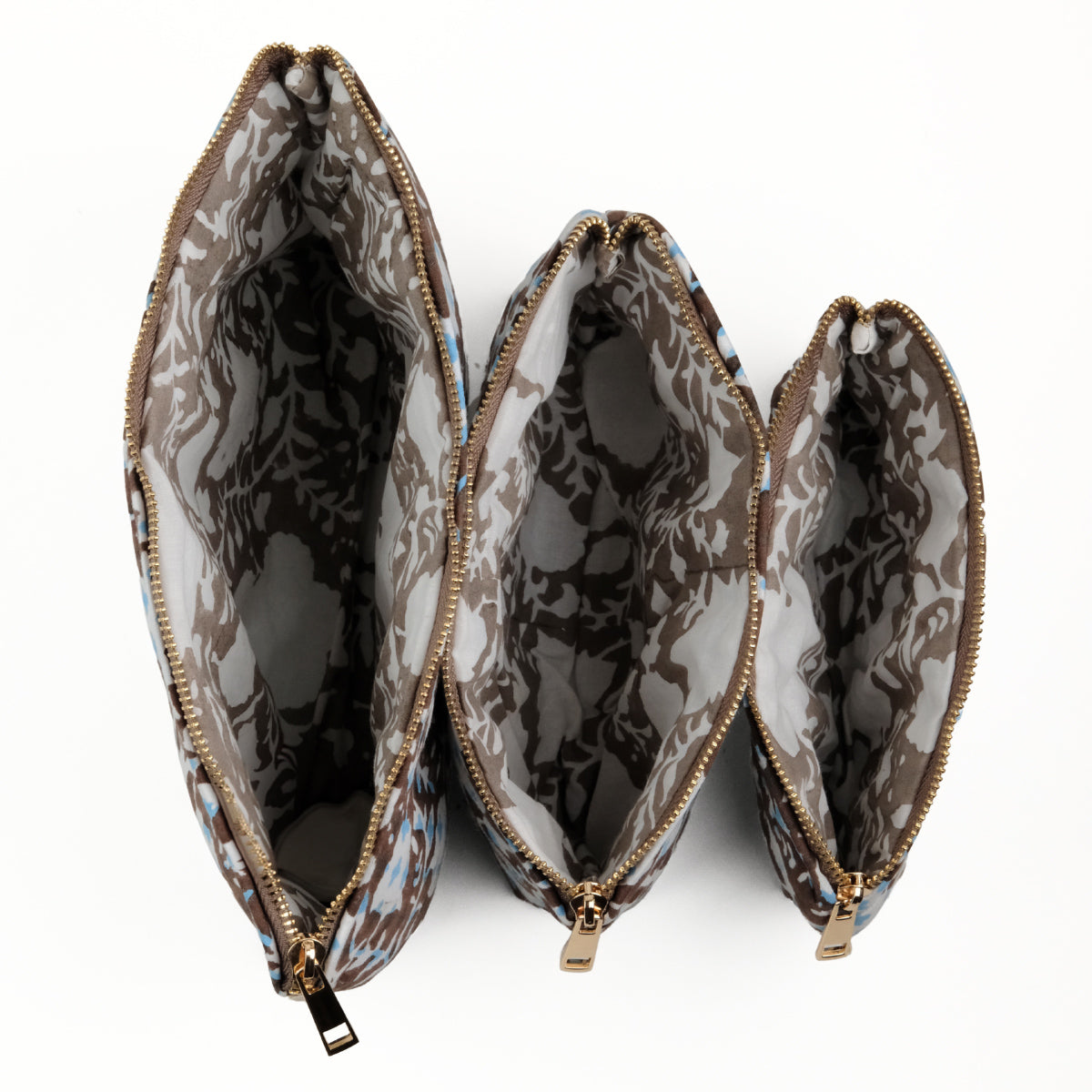 Set of 3 - Botanical Bliss Brown Utility Pouch
