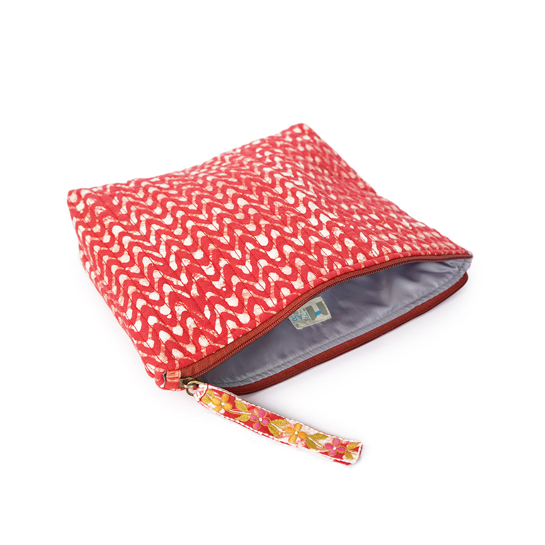 Set of 3 - Crimson Waves Toiletry Pouches