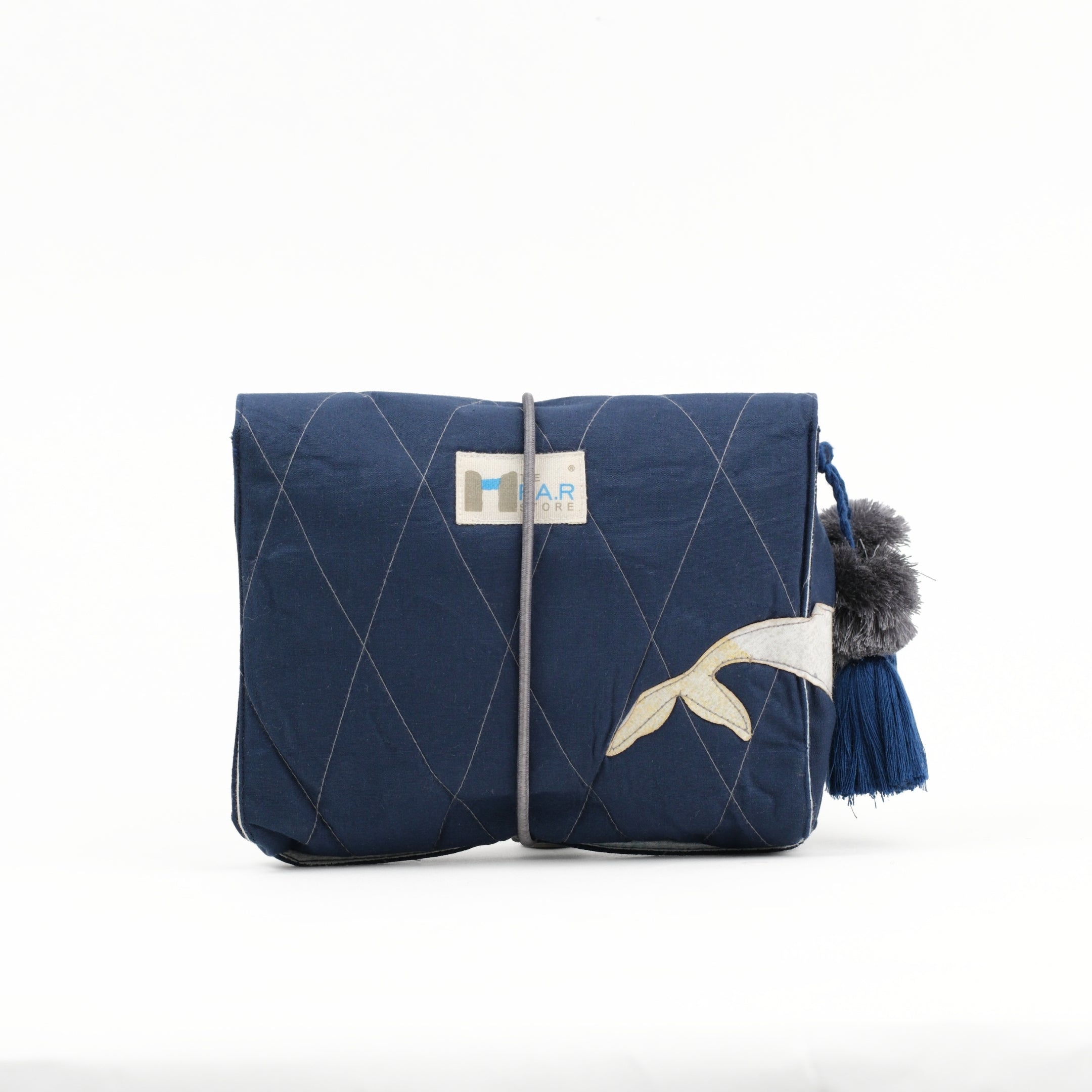 Gond Folk Whale - Blue Cable Pouch