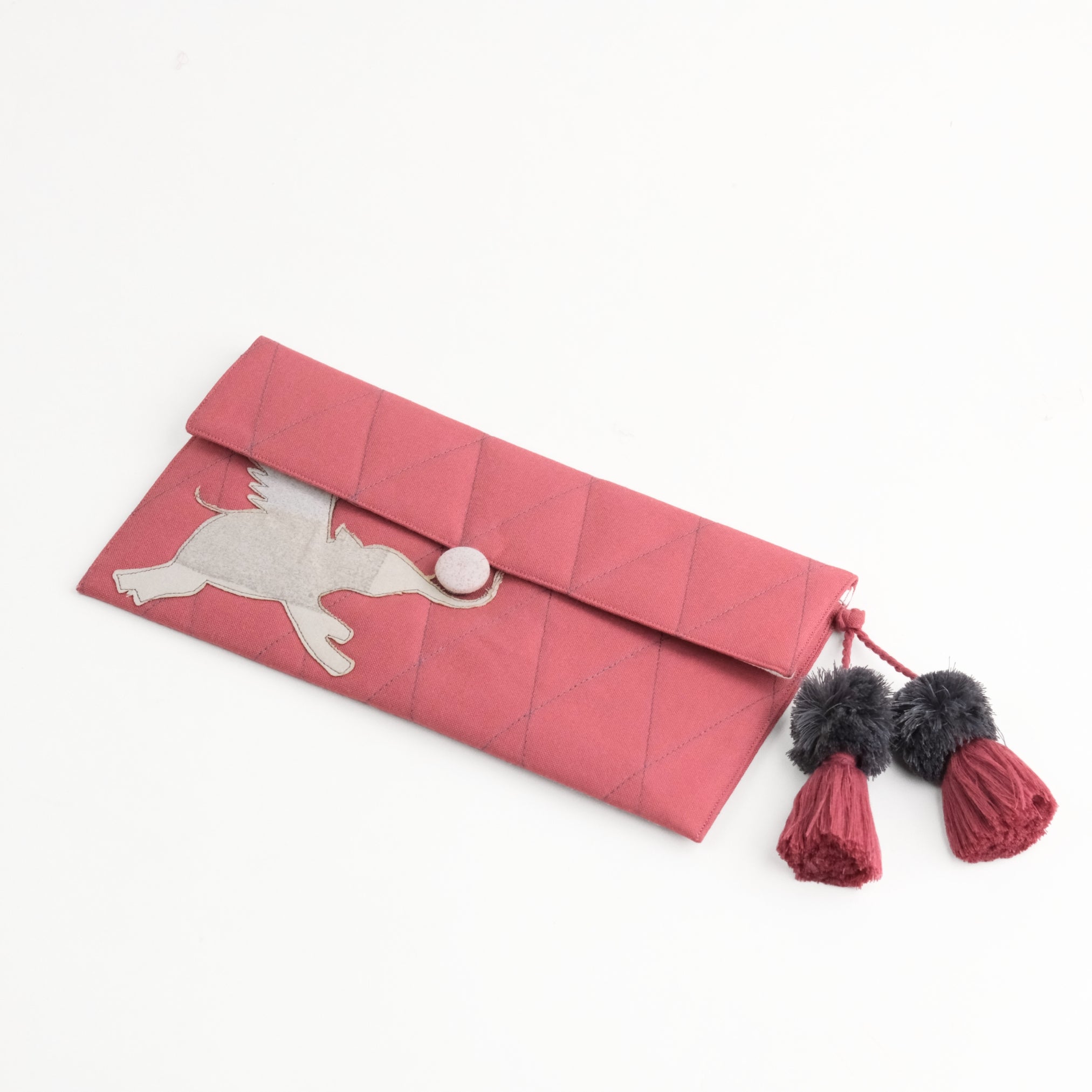 Gond Folk Elephant - Pink Pencil Pouch