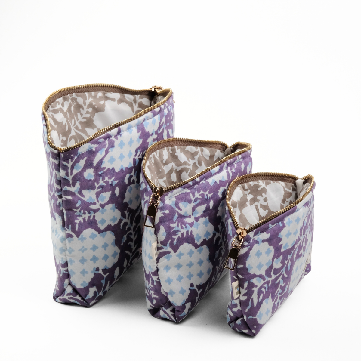 Set of 3 - Botanical Bliss Purple Utility Pouch