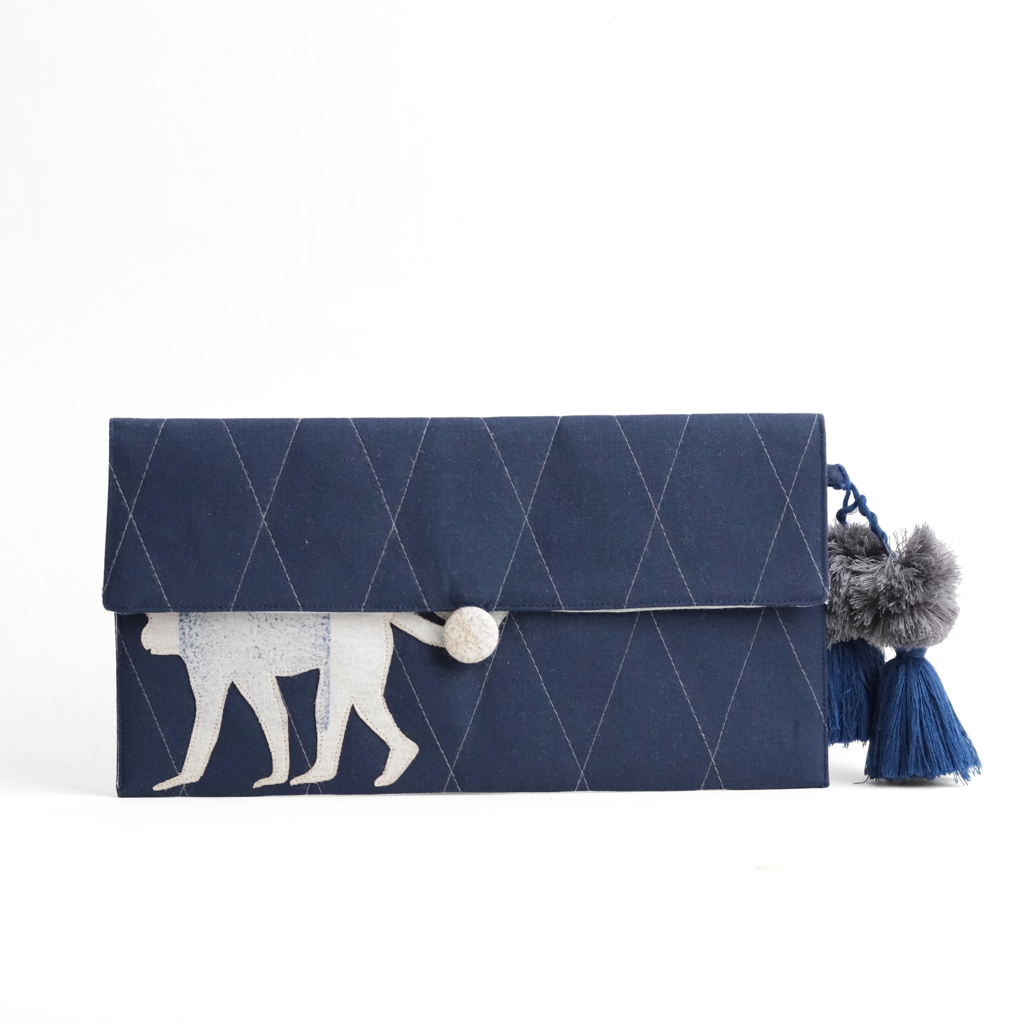 Gond Folk Monkey - Blue Pencil Pouch