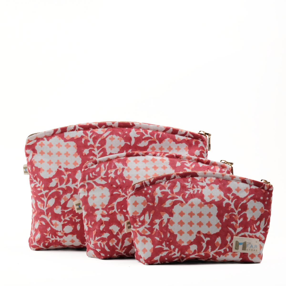 Set of 3 - Botanical Bliss Red Utility Pouch