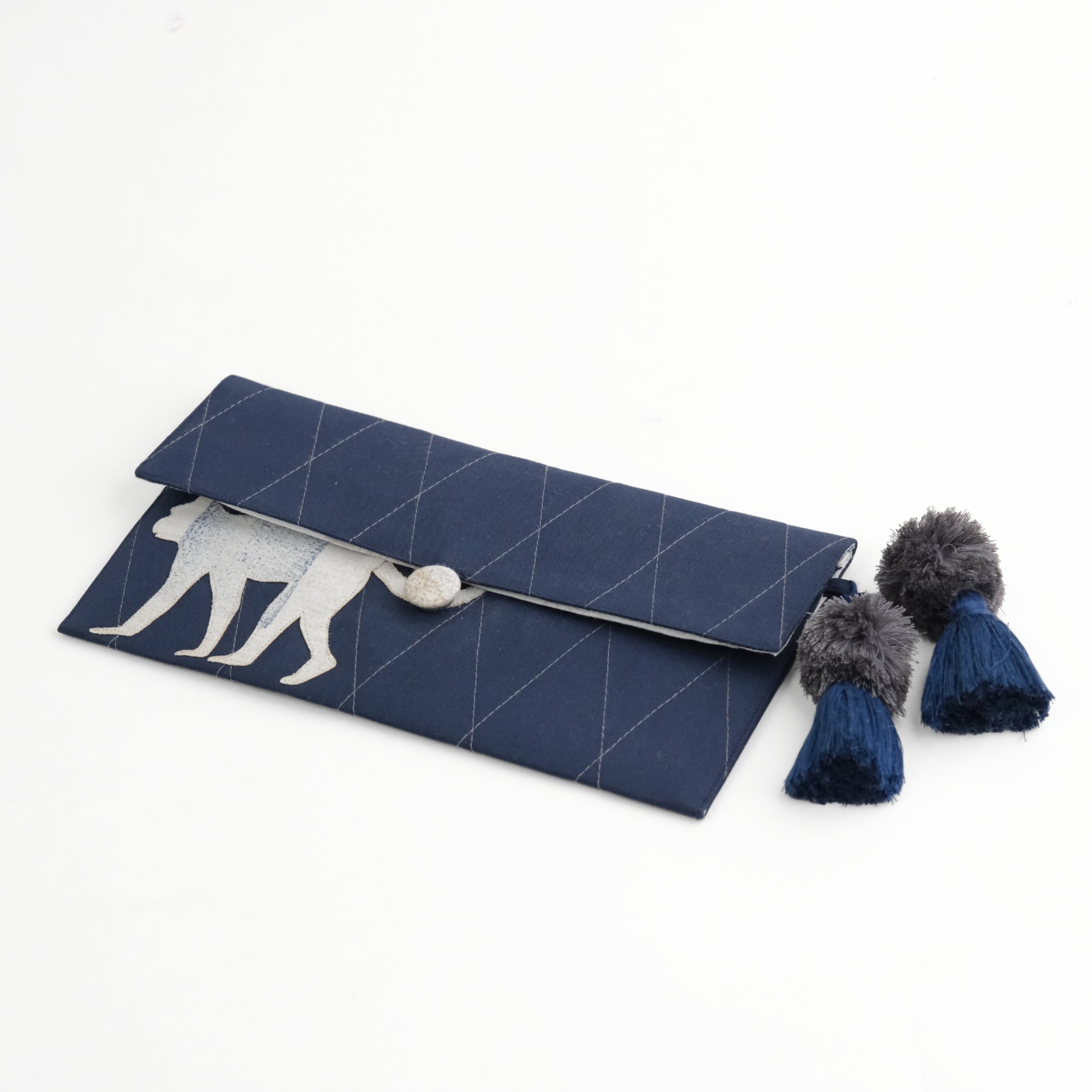Gond Folk Monkey - Blue Pencil Pouch