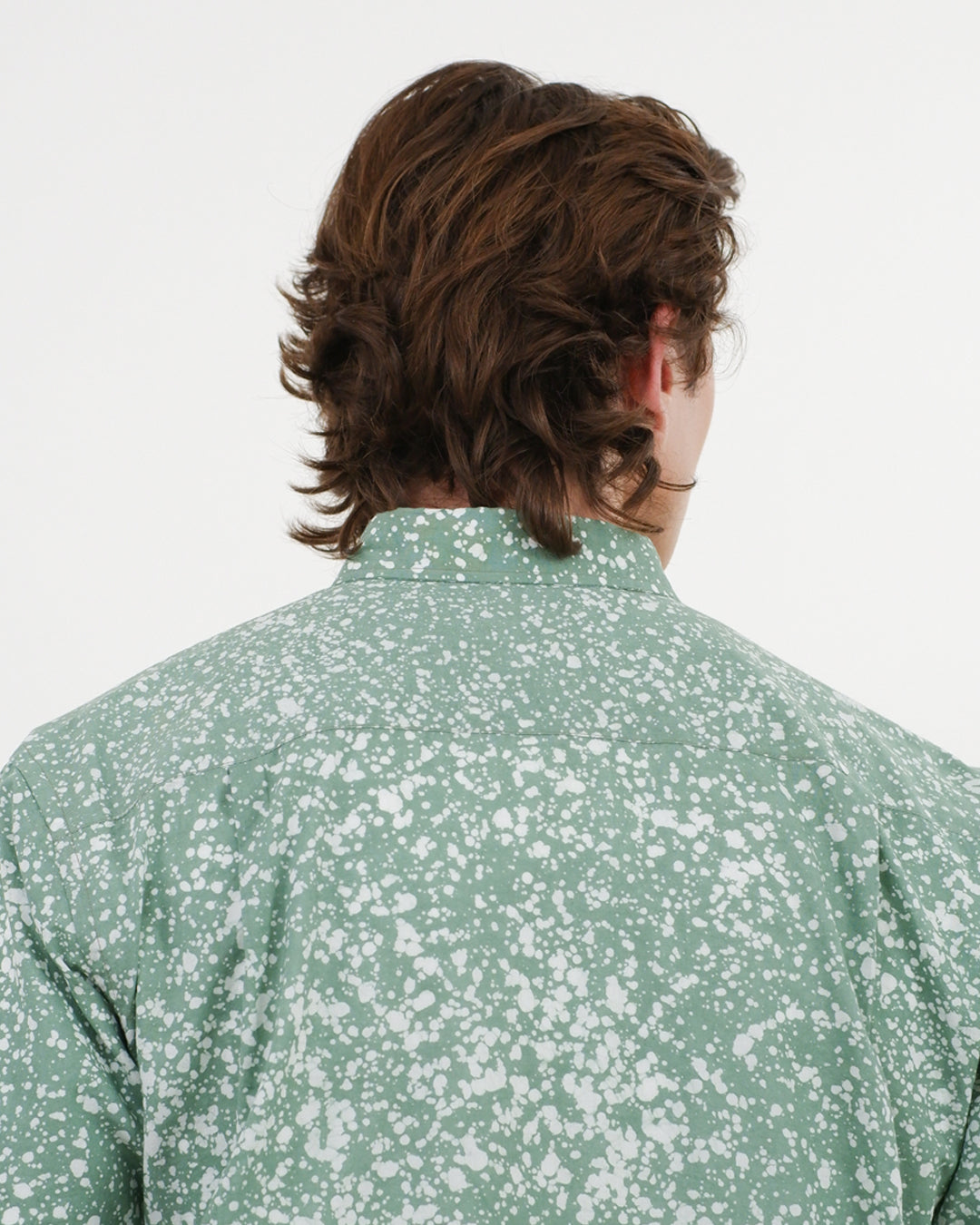 Cool Green Stipples Batik Short Sleeve Shirt