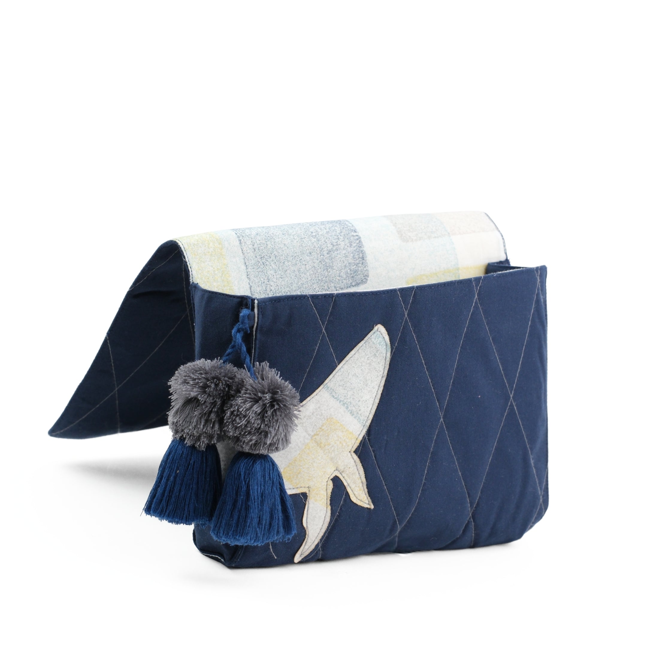 Gond Folk Whale - Blue Cable Pouch