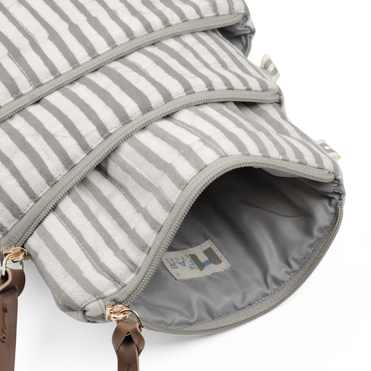 Set of 3 - Silver Shadow Stripes Toiletry Pouches