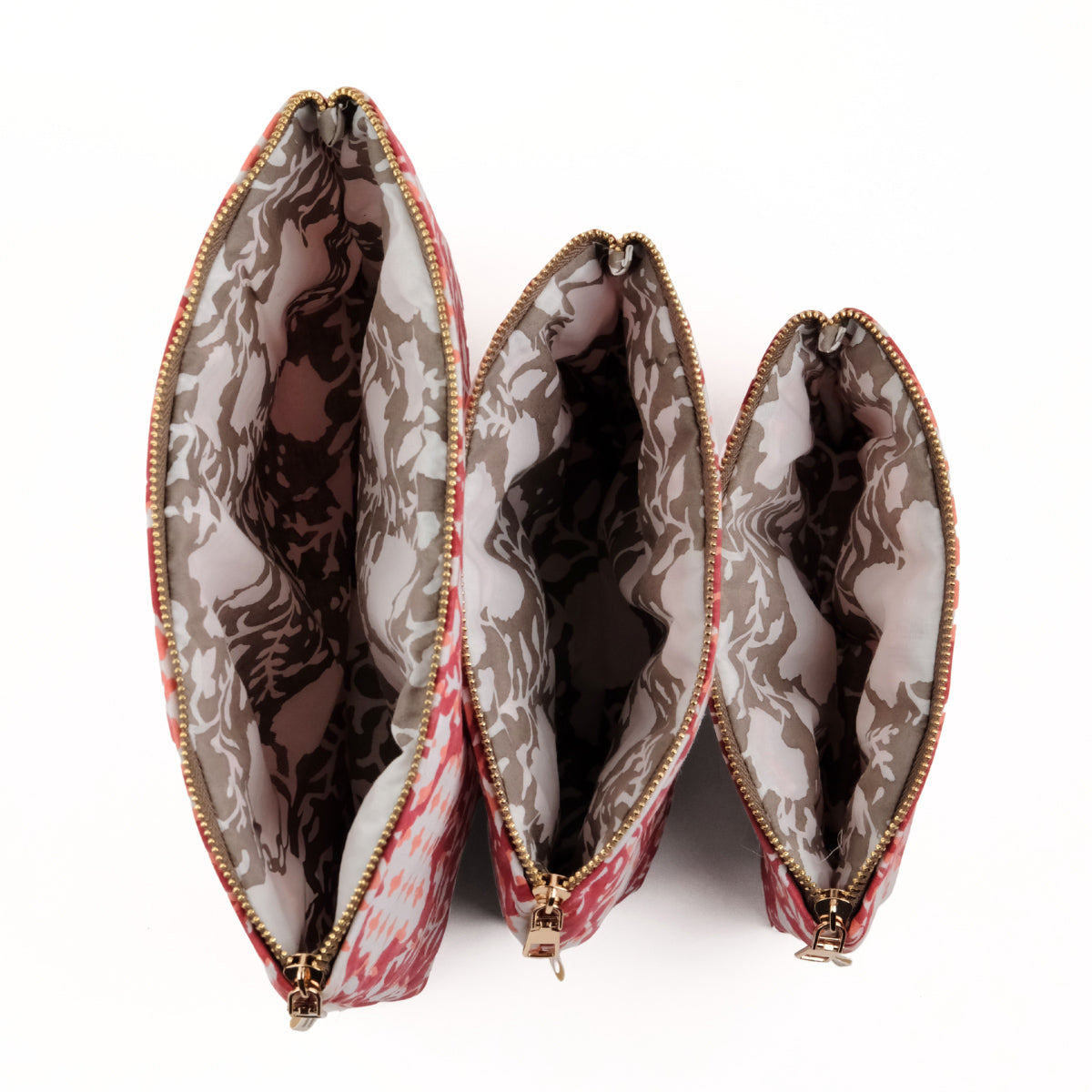 Set of 3 - Botanical Bliss Red Utility Pouch